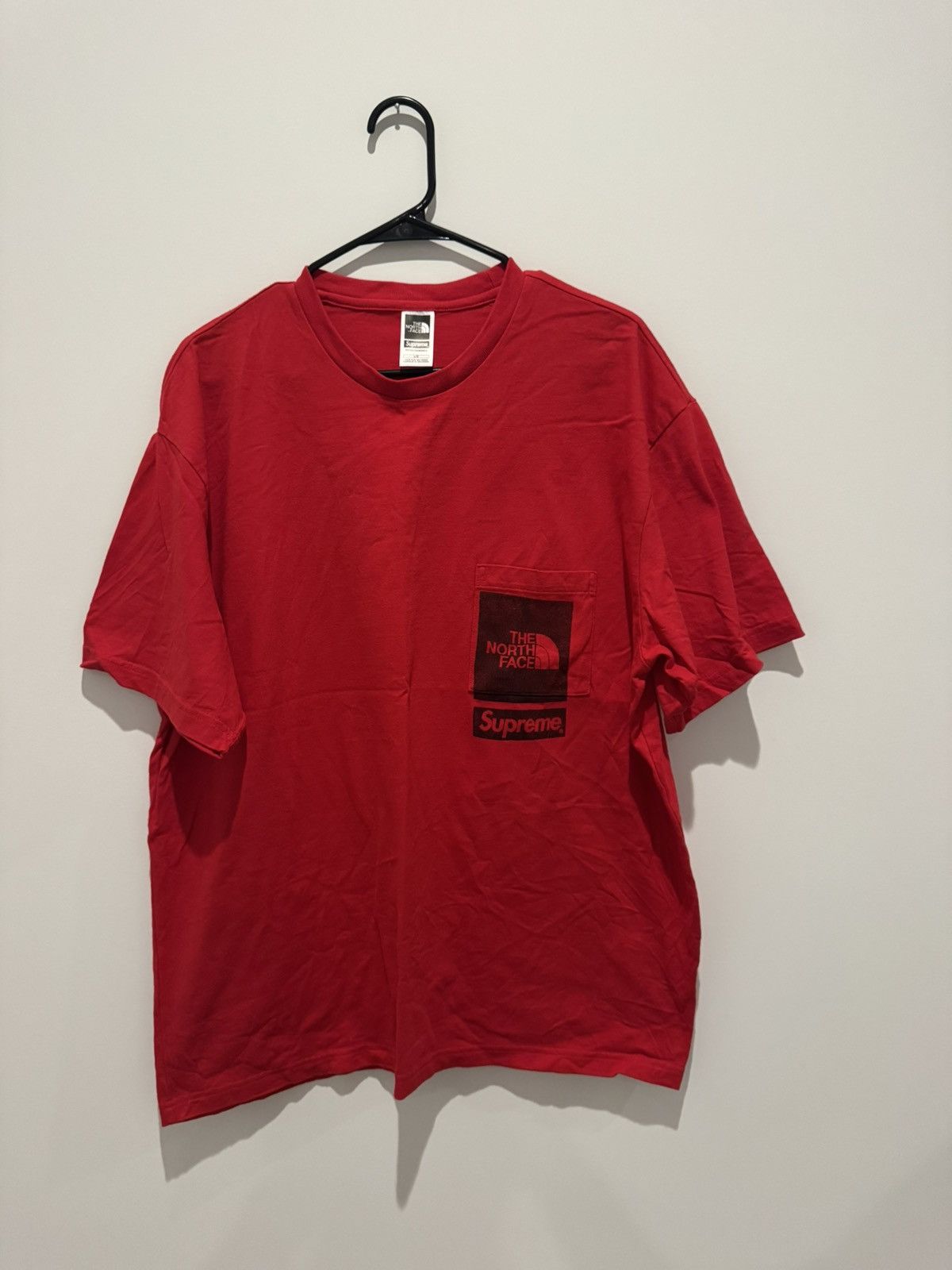 Supreme TNF Red Print Pocket Tee Size Large