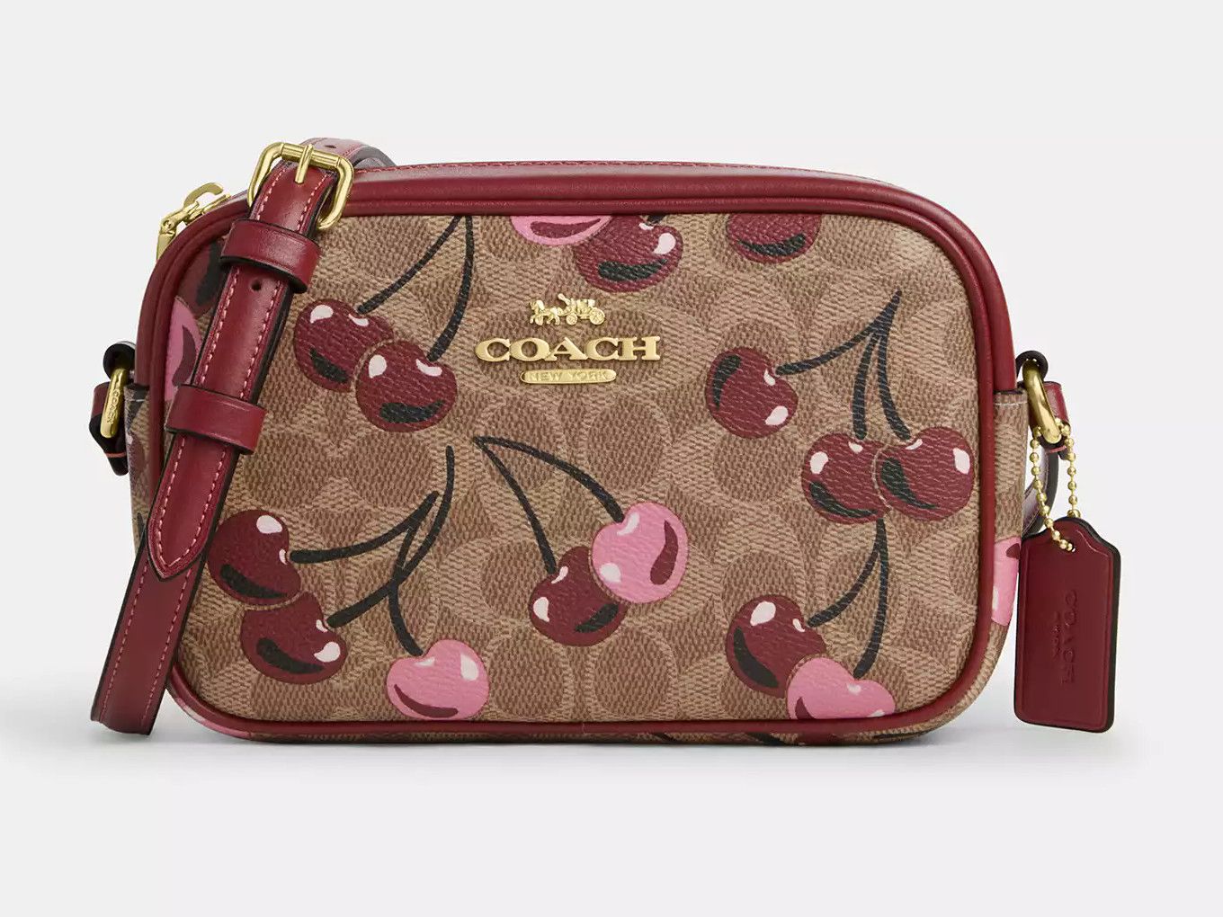 Coach 🍒 Mini Jamie Camera Bag In Signature Canvas Cherry CAB03 Size ONE SIZE - 7 Thumbnail