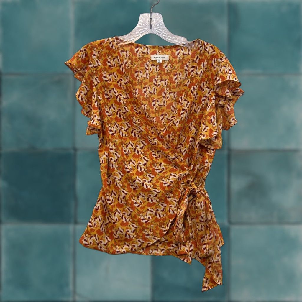 Vintage VINTAGE Y2K Wrap Top Shirt XS Yellow Floral Boho Grunge Bohemian Fairy Max Studio Size XS / US 0-2 / IT 36-38 - 1 Thumbnail