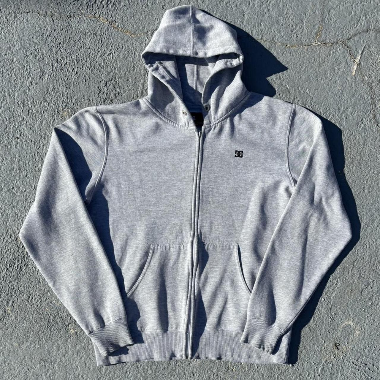 Dc × Streetwear × Vintage Grey Y2K DC Shoes Zip Up Hoodie