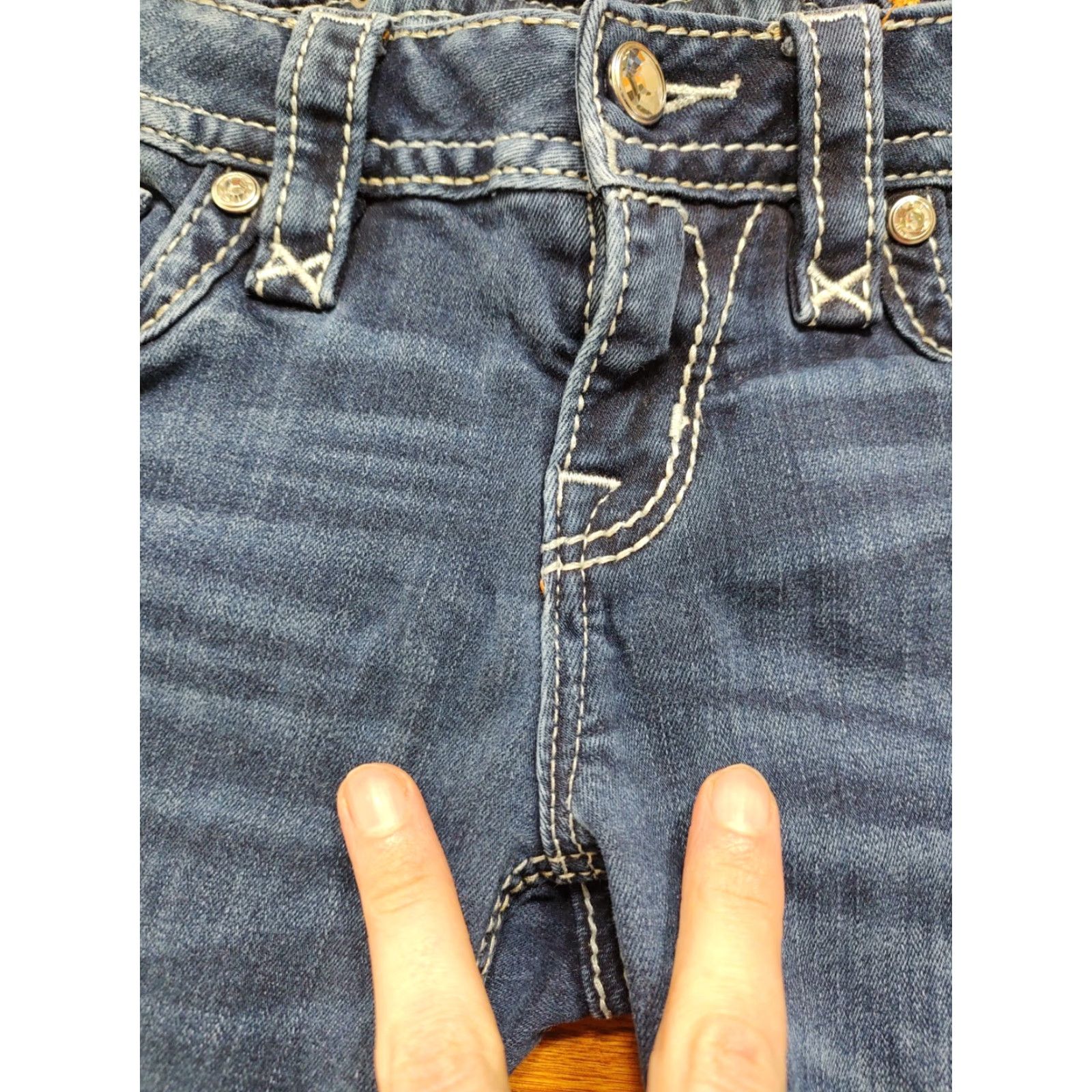 Vintage Rock Revival Jeans Womens Skinny 26 Regular 31in Blue Denim Rock Biker Logo Embroidered 5-Pocket Zip Button Stretch Modern N/A Size 26" / US 2 / IT 38 - 6 Thumbnail