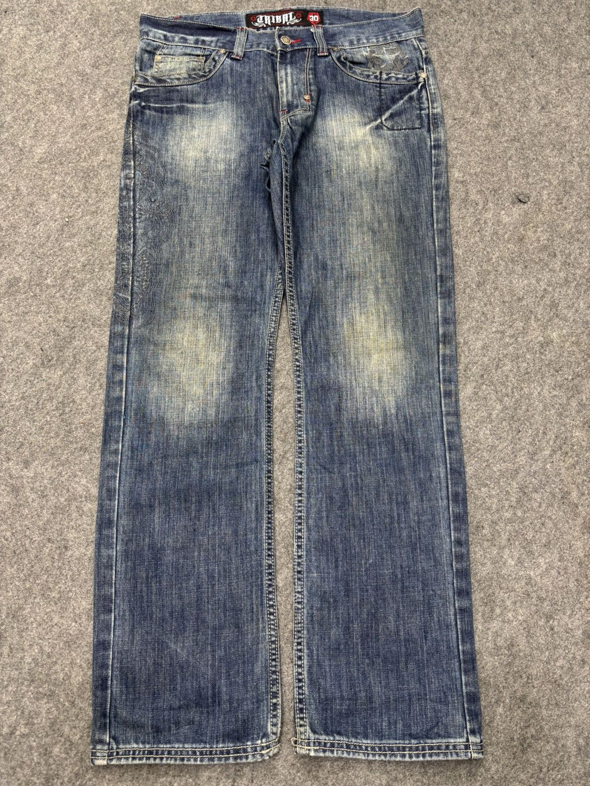 Japanese Brand 💥Dragon Embroidery💥Tribal Insane Blue Wash Denim F652 Size US 34 / EU 50 - 25 Thumbnail
