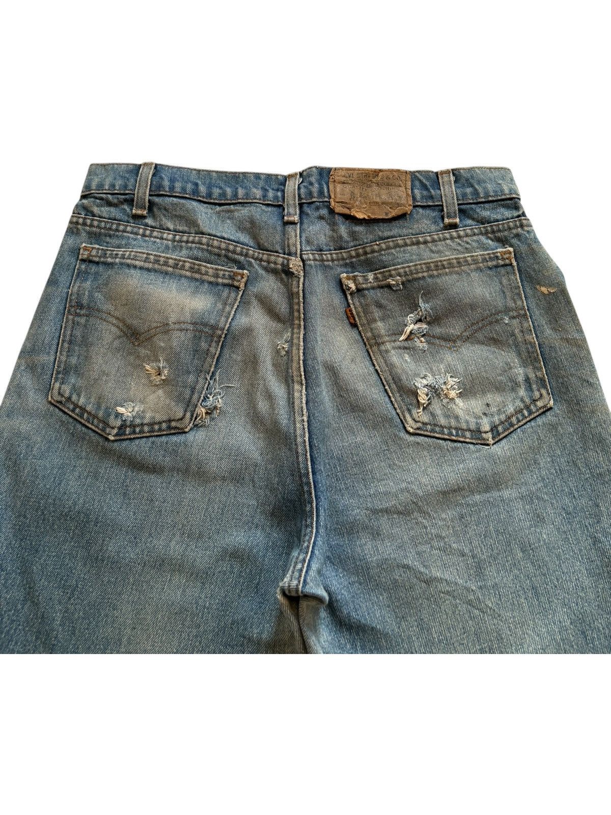 Levi's Vintage 70s Levis 607 Orange Tab Mud Wash Loose Short Jeans Size US 34 / EU 50 - 10 Thumbnail