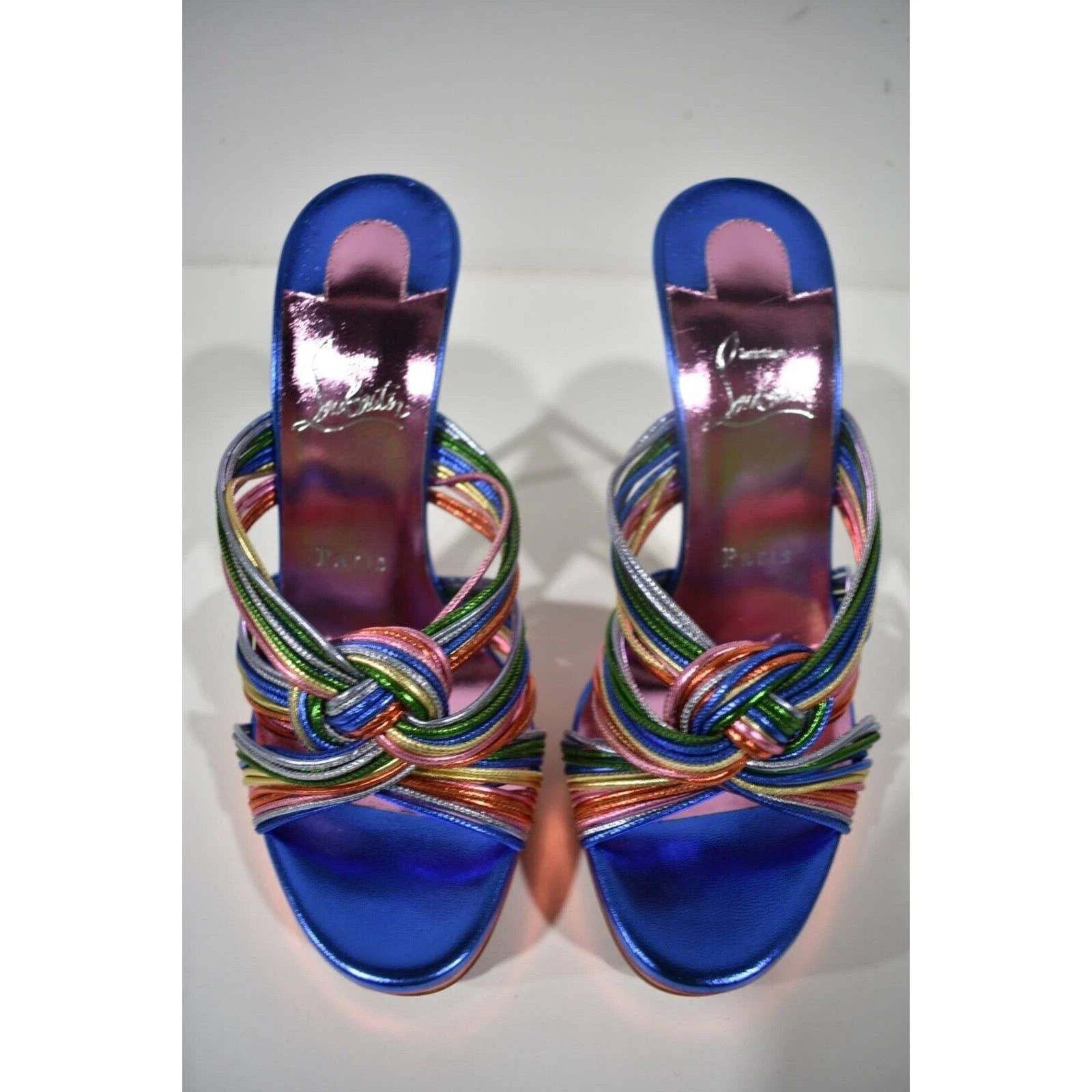 Christian Louboutin Multitaski Alta 120 Multicolor Backless Sandal Heel Pump 37 Size US 7 / IT 37 - 7 Thumbnail