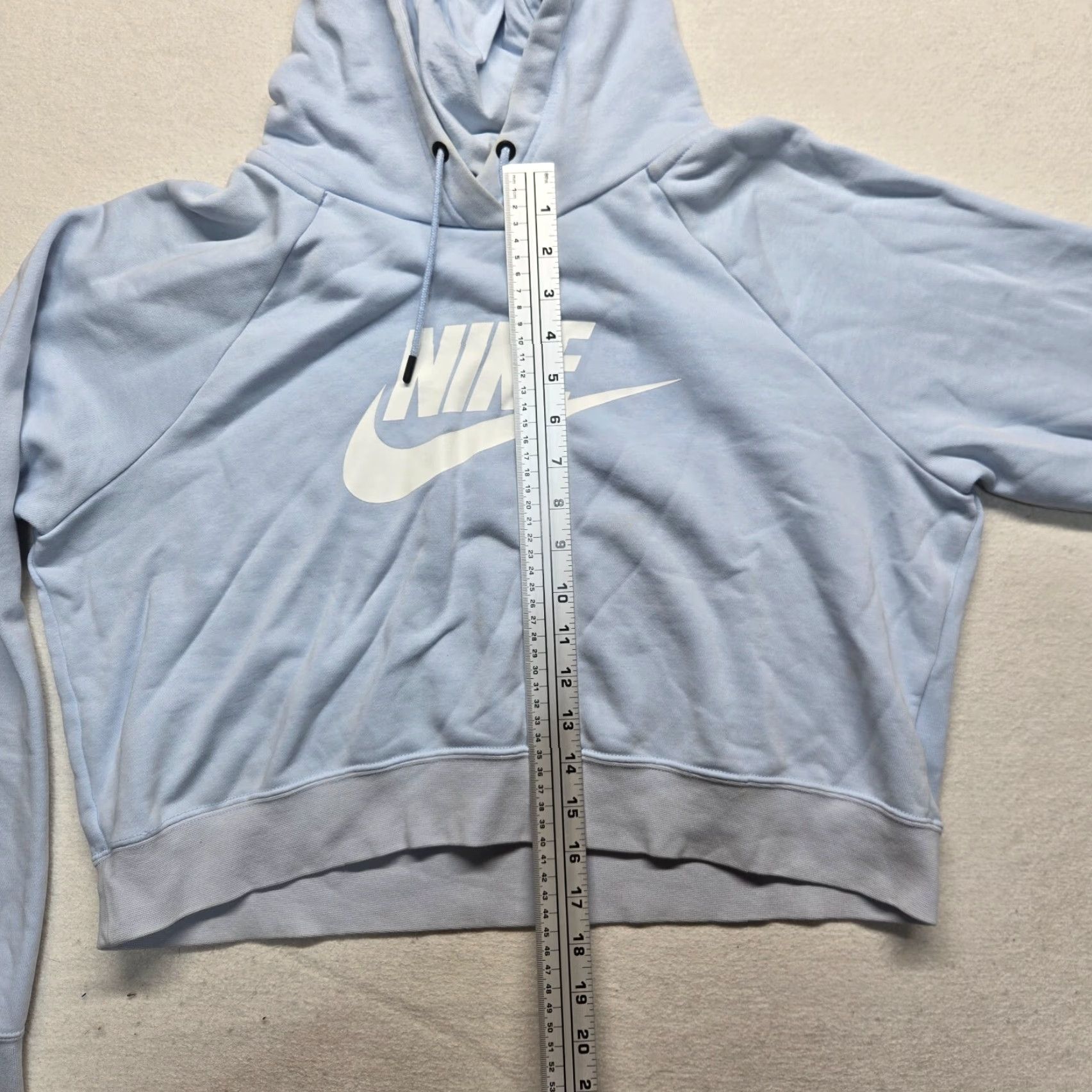 Nike Nike Shirt Women L Blue Pullover Hoodie Logo Embroidered All Seasons Hooded Cropped Sweater Casual 90s? Size L / US 10 / IT 46 - 6 Thumbnail