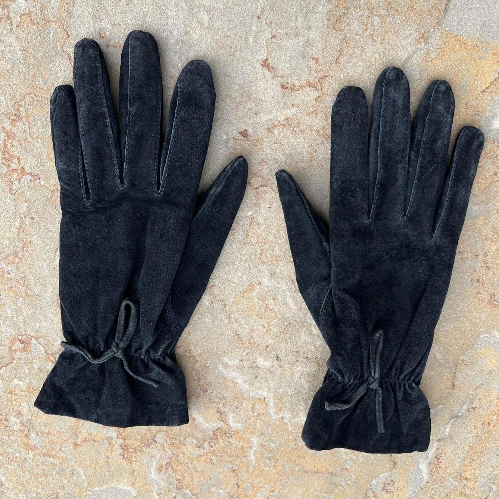 Other Y2K Black Suede Leather Gloves Size ONE SIZE - 1 Thumbnail