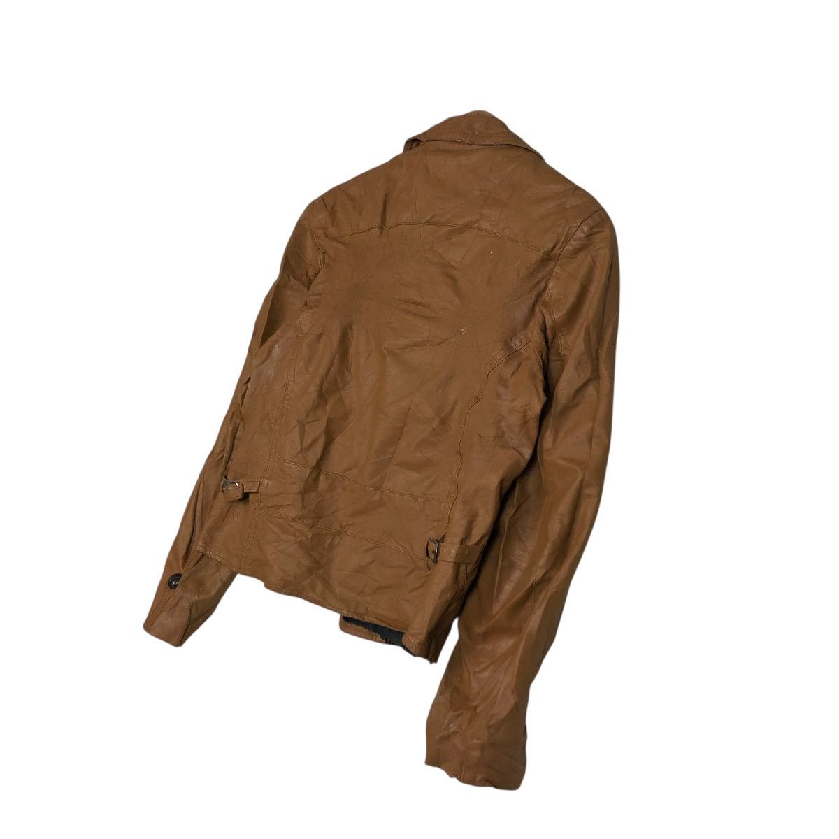 Japanese Brand 🔥CROPPED BIKER LEATHER JACKET UNBRANDED ISSEY MIYAKE Size US M / EU 48-50 / 2 - 12 Thumbnail