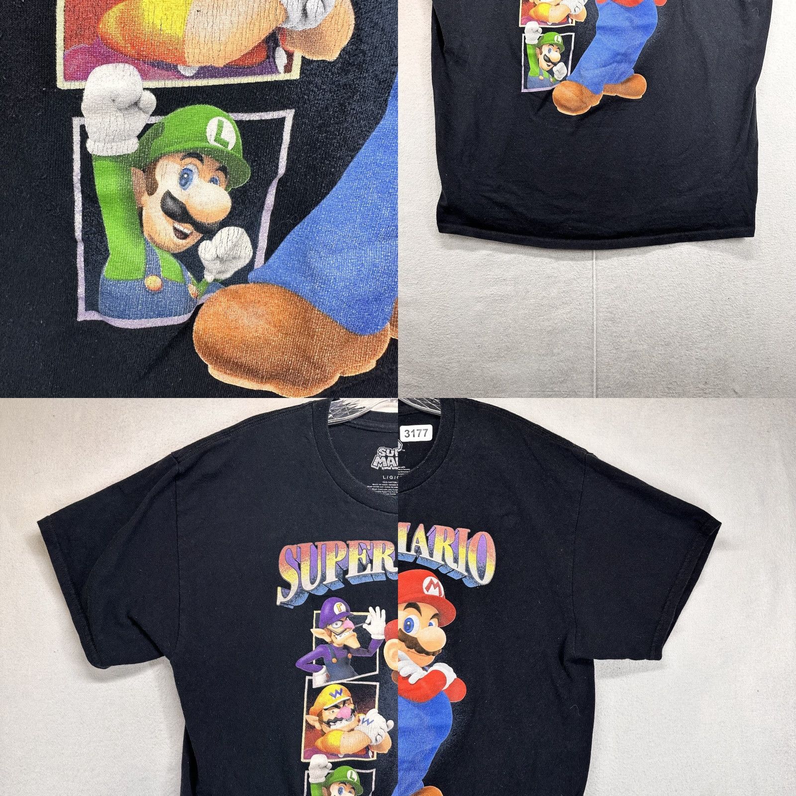 Nintendo Super Mario T-Shirt Black Crew Neck Graphic Print Short Sleeve Boxy Fit Men’s Medium Wario Waluigi Luigi Size US M / EU 48-50 / 2 - 8 Thumbnail