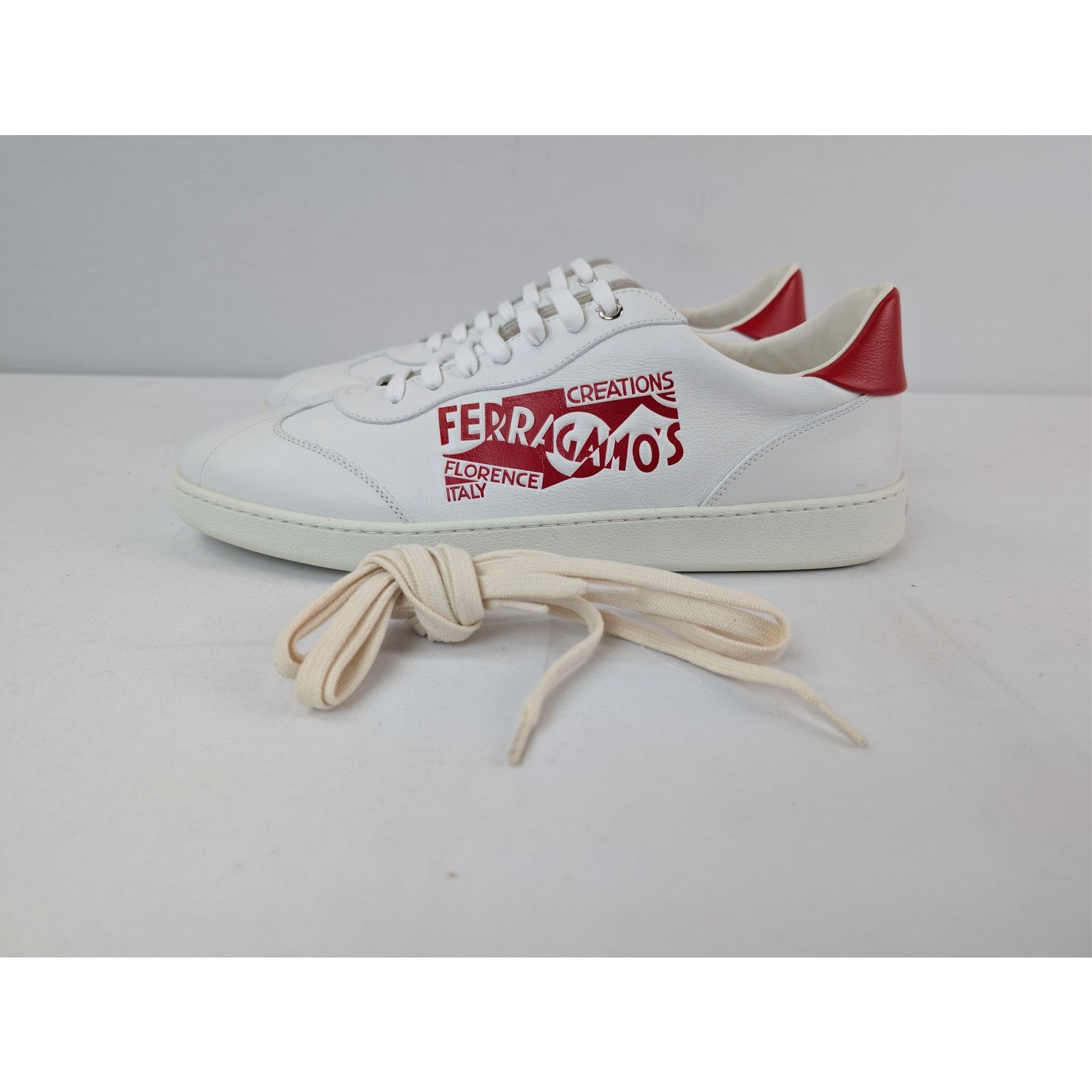 Salvatore Ferragamo o1rshd1 Achille Venn Low-Top Sneakers in White/Red Size US 11 / EU 44 - 10 Thumbnail