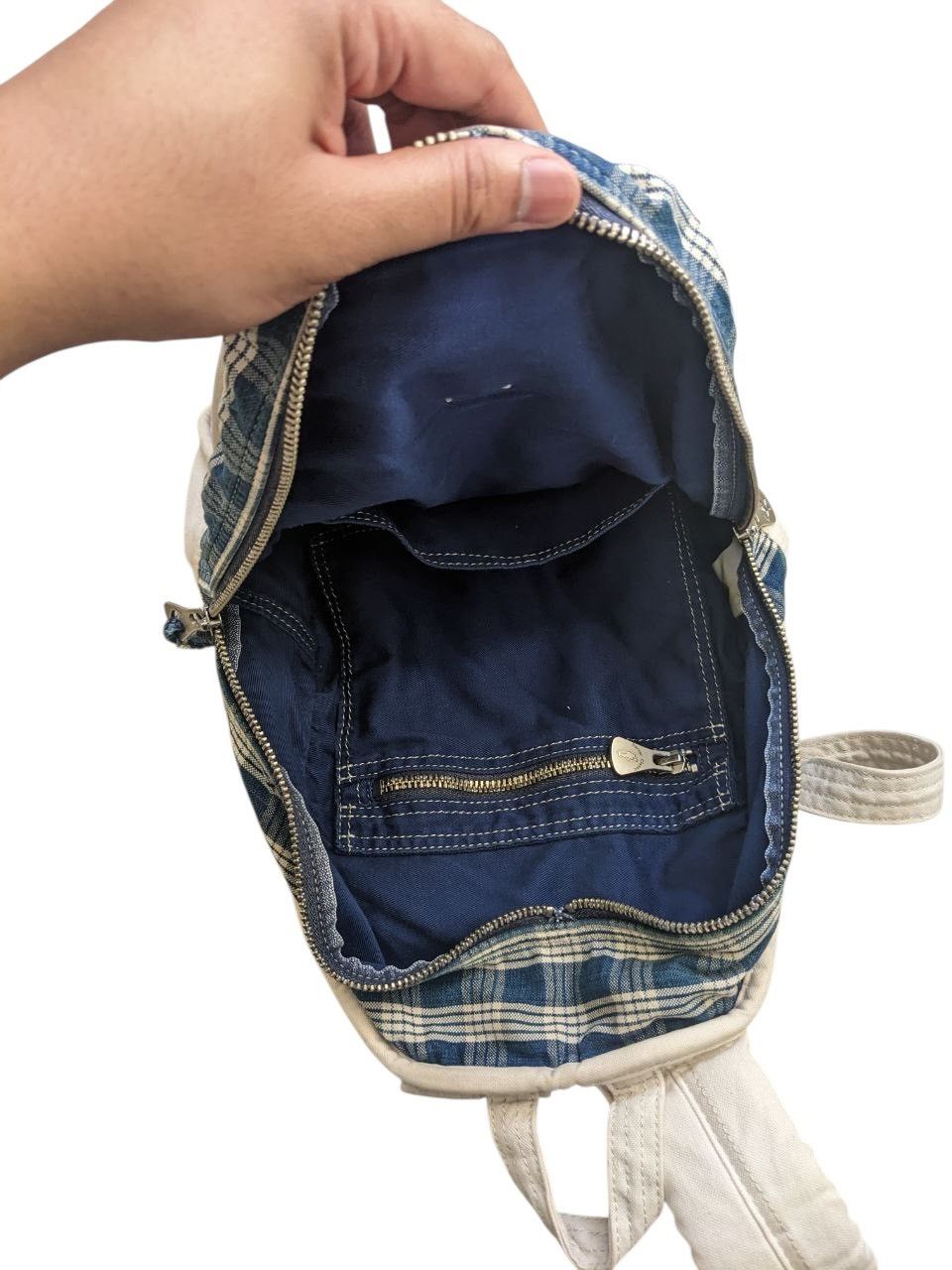 Porter Classic BLUE INDIGO TARTAN STYLE PORTER CLASSIC SMALL BACKPACK Size ONE SIZE - 5 Thumbnail