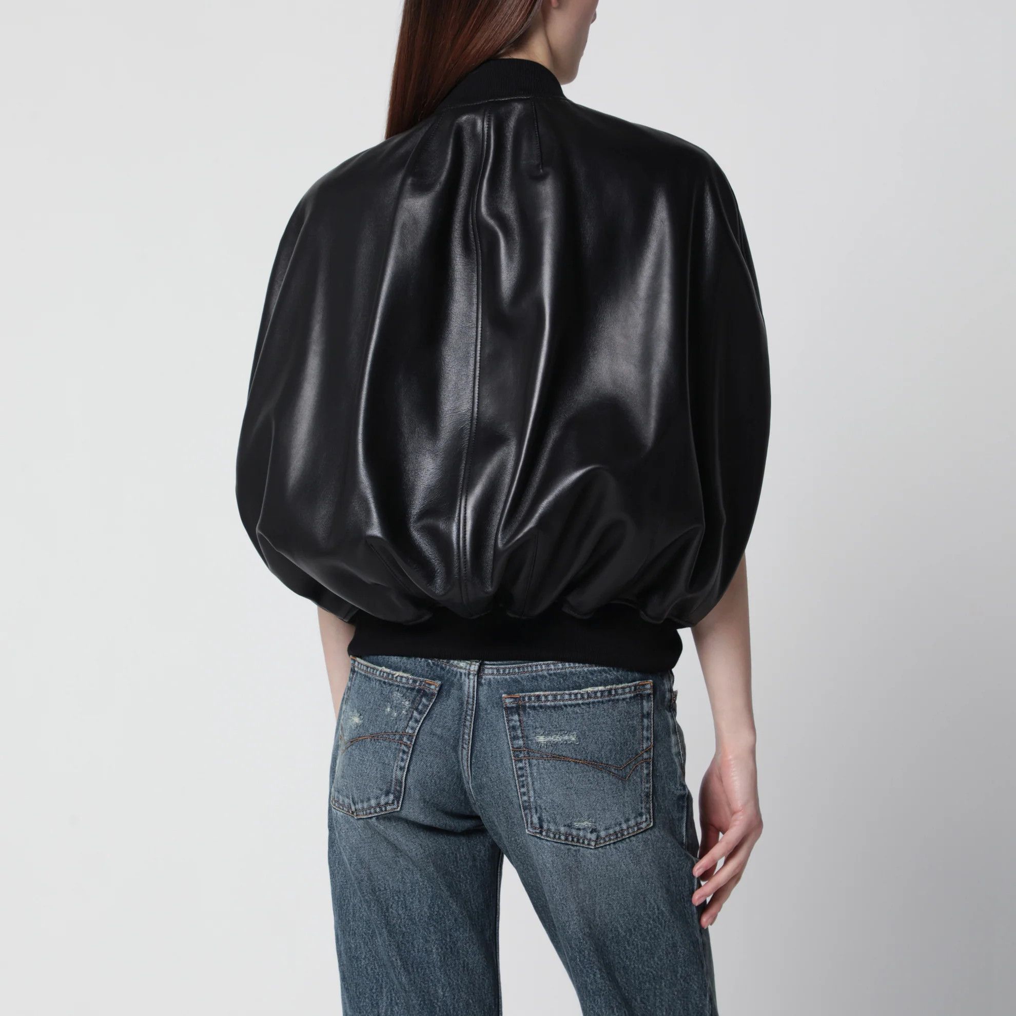 Balenciaga o1d2blof0426 Leather Bomber Jacket in Black Size XS / US 0-2 / IT 36-38 - 4 Thumbnail