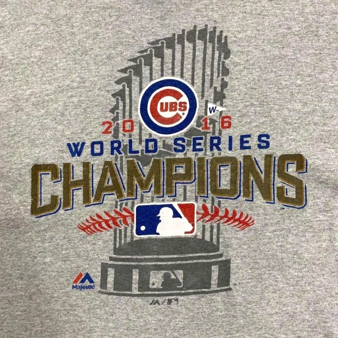 MLB MLB Chicago Cubs “2016 World Series Champions” Baseball Graphic Grey T-Shirt XL Size US XL / EU 56 / 4 - 2 Thumbnail
