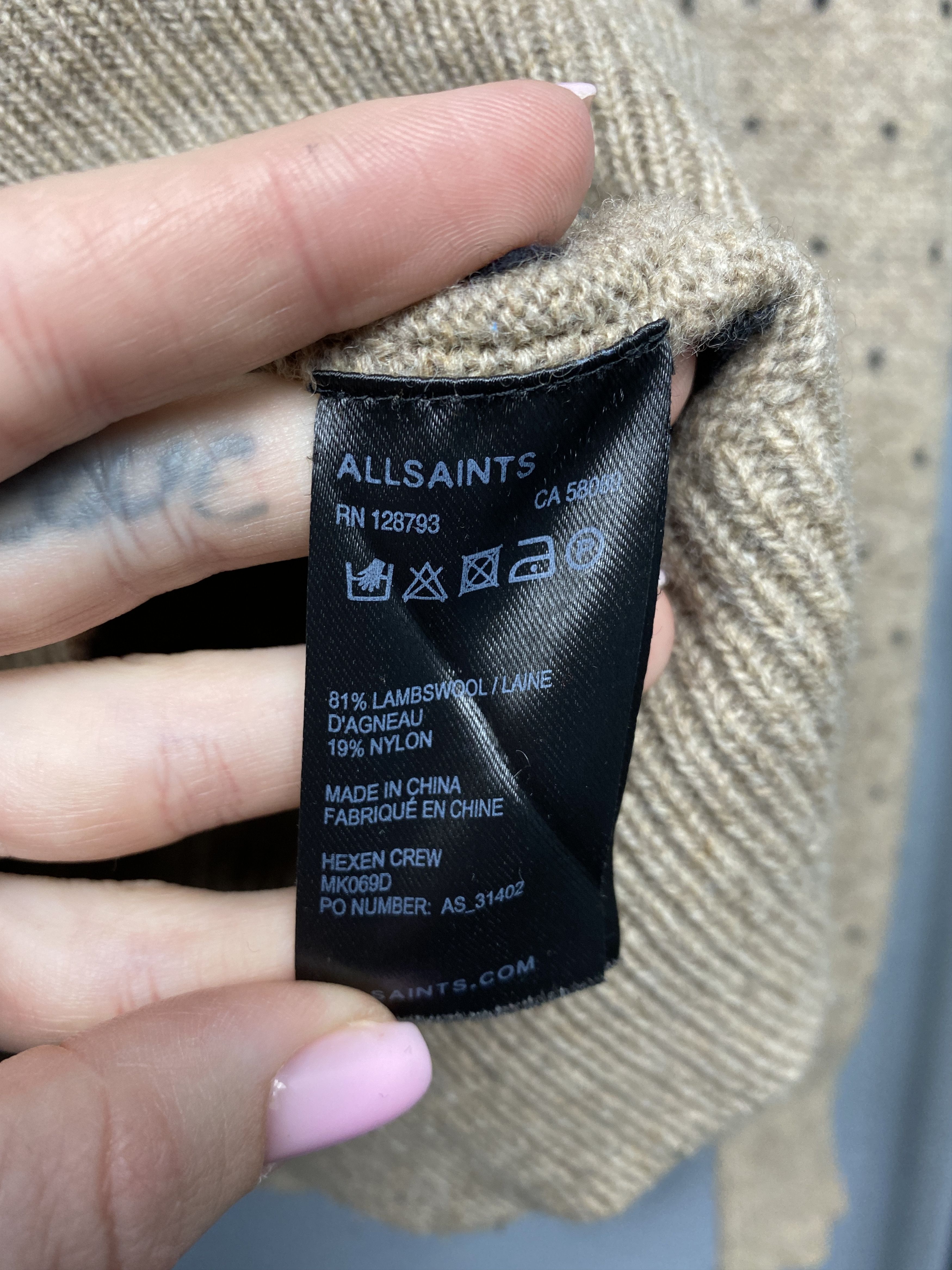 Allsaints × Vintage Allsaints Mens Hexen Wool Knit Crew Neck Sweater Size US L / EU 52-54 / 3 - 4 Thumbnail