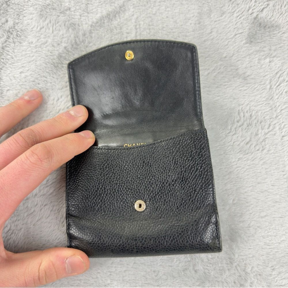 Chanel Chanel CC Logo Grained Calfskin Leather Bifold Black Wallet Size ONE SIZE - 4 Thumbnail
