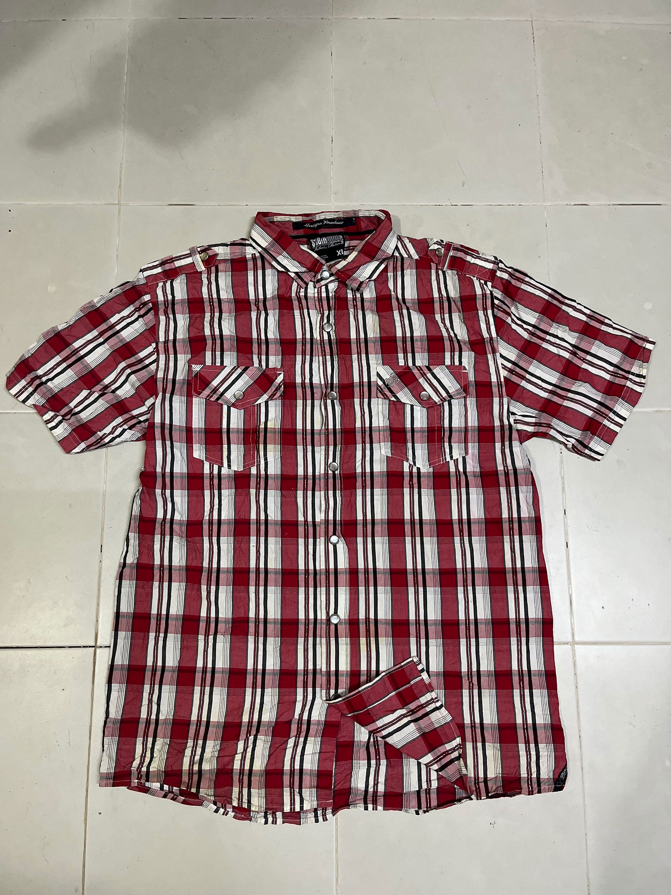Southpole Southpole Short Sleeve Pearl Snap Western Checkered Size US XL / EU 56 / 4 - 1 Thumbnail