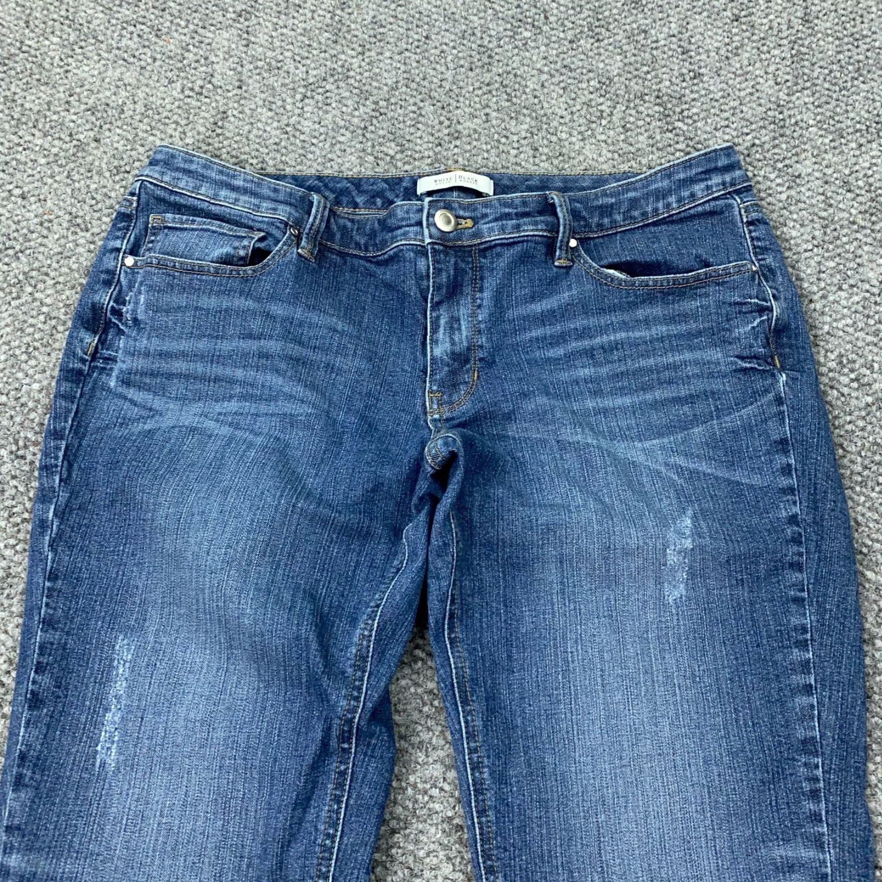 White House Black Market White House Black Market Blanc Womens Jeans Size 10 Blue Low Rise Distressed Size 34" / US 12 / IT 48 - 2 Thumbnail