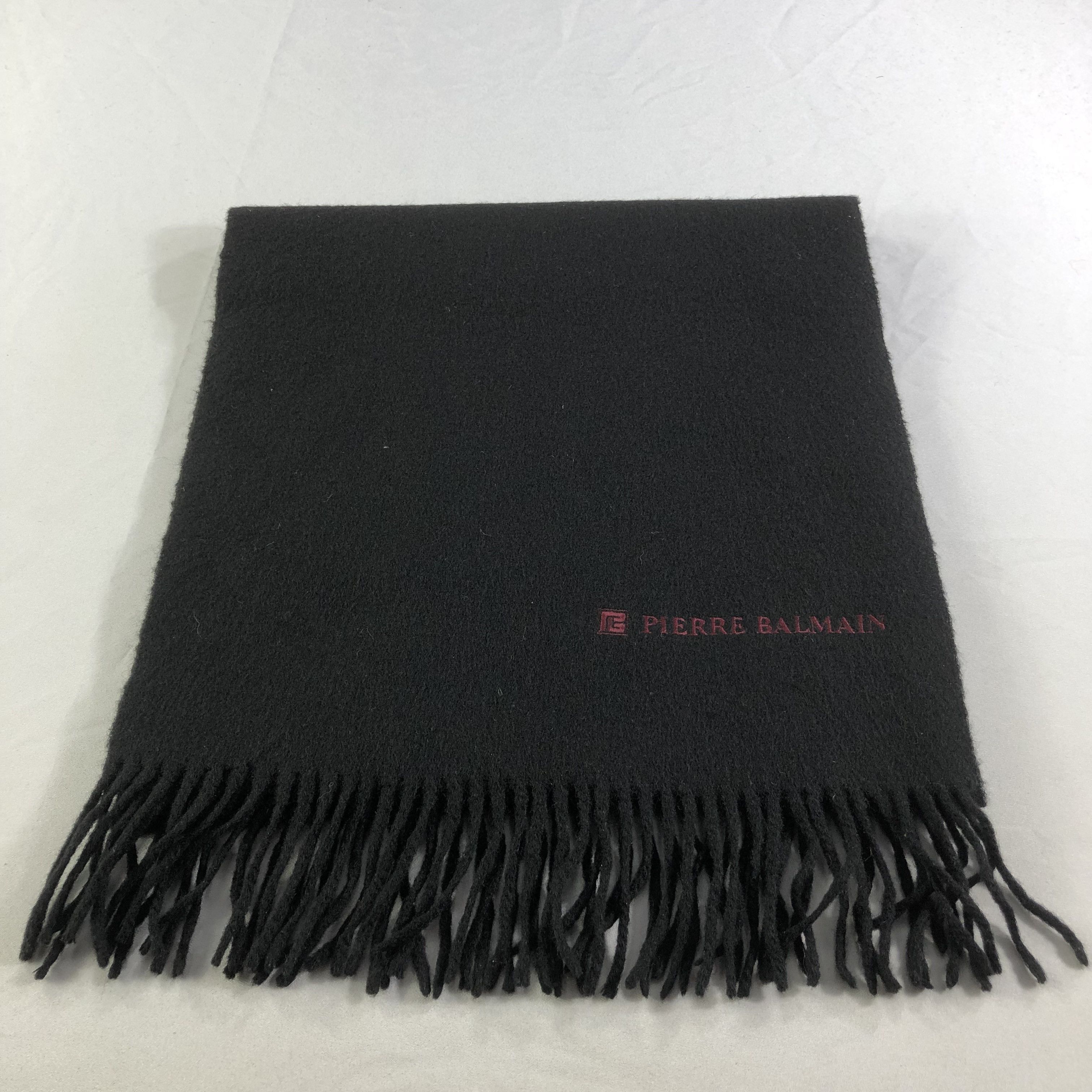 Pierre Balmain Pierre Balmain Plain Black Wool Scarf Muffler V1656 Size ONE SIZE - 2 Thumbnail