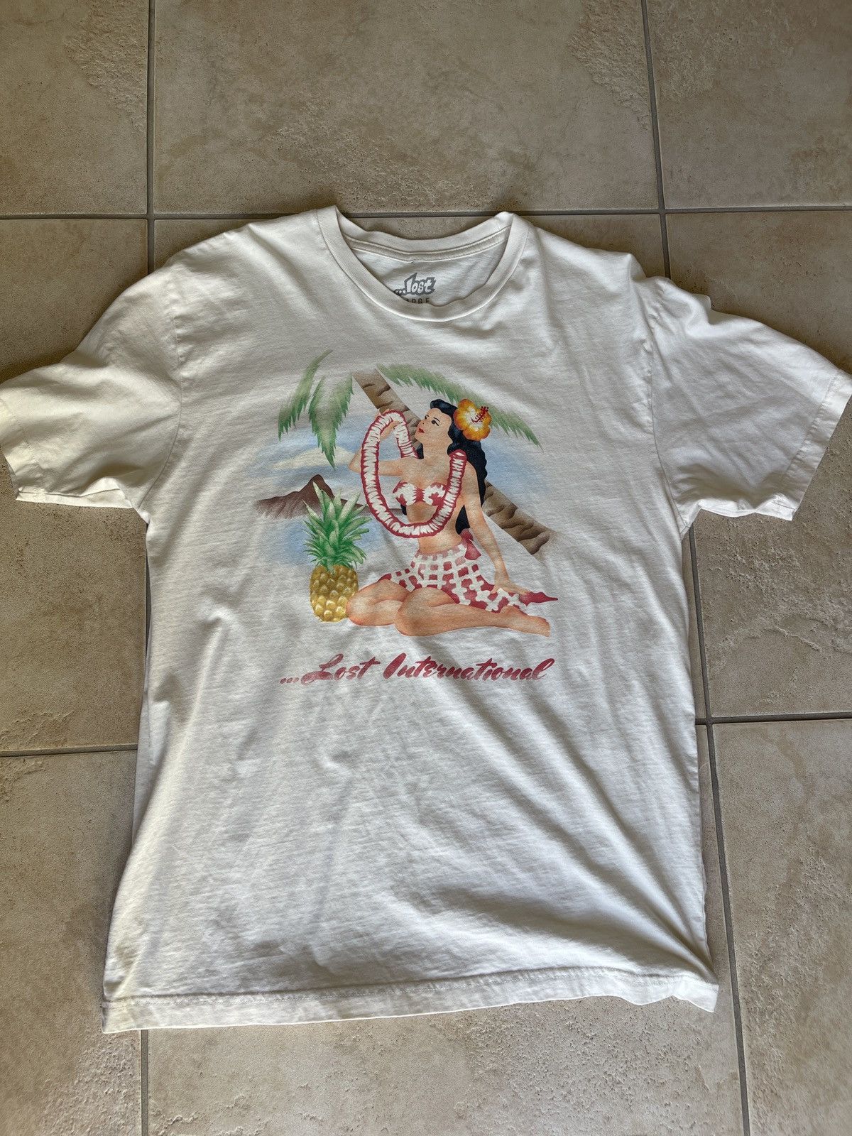 Other Lost Cream Tee with Tropical Graphic Size US L / EU 52-54 / 3 - 1 Thumbnail
