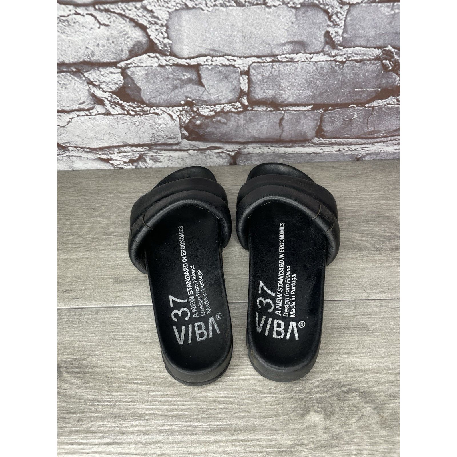 Other VIBA Porto Preto Black Leather Portugal Slides Sandals Women Size US 6.5 / IT 36.5 - 5 Thumbnail