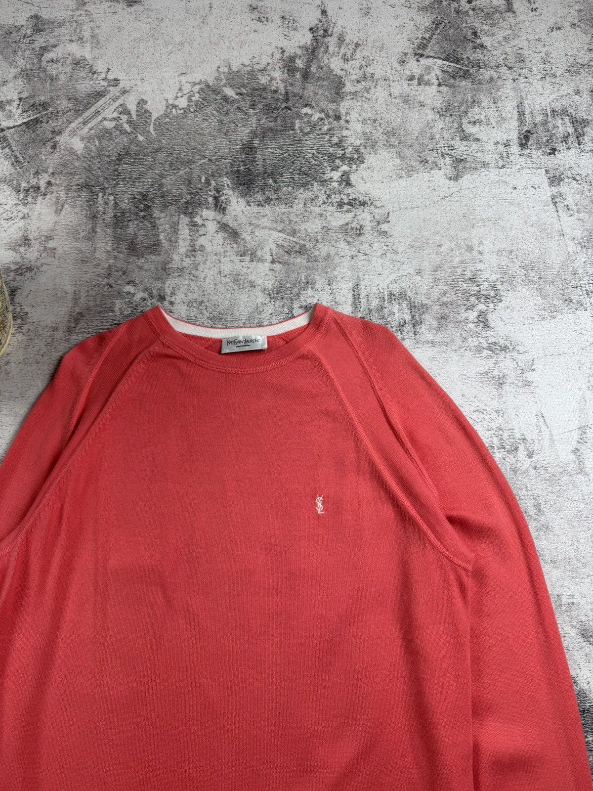Yves Saint Laurent Yves Saint Laurent Men’s Cotton YSL Knit Pink XL Sweatshirt Sweater Pullover Size US XL / EU 56 / 4 - 6 Thumbnail