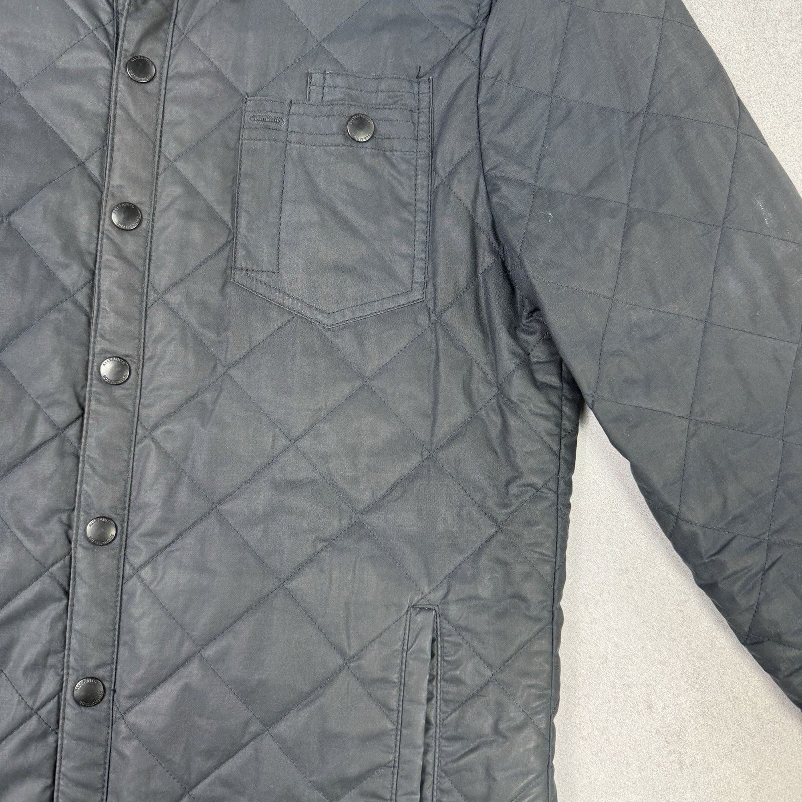 Allsaints Allsaints Spitalfields Waxed Quilted Jacket Blue Size M Size US M / EU 48-50 / 2 - 12 Thumbnail