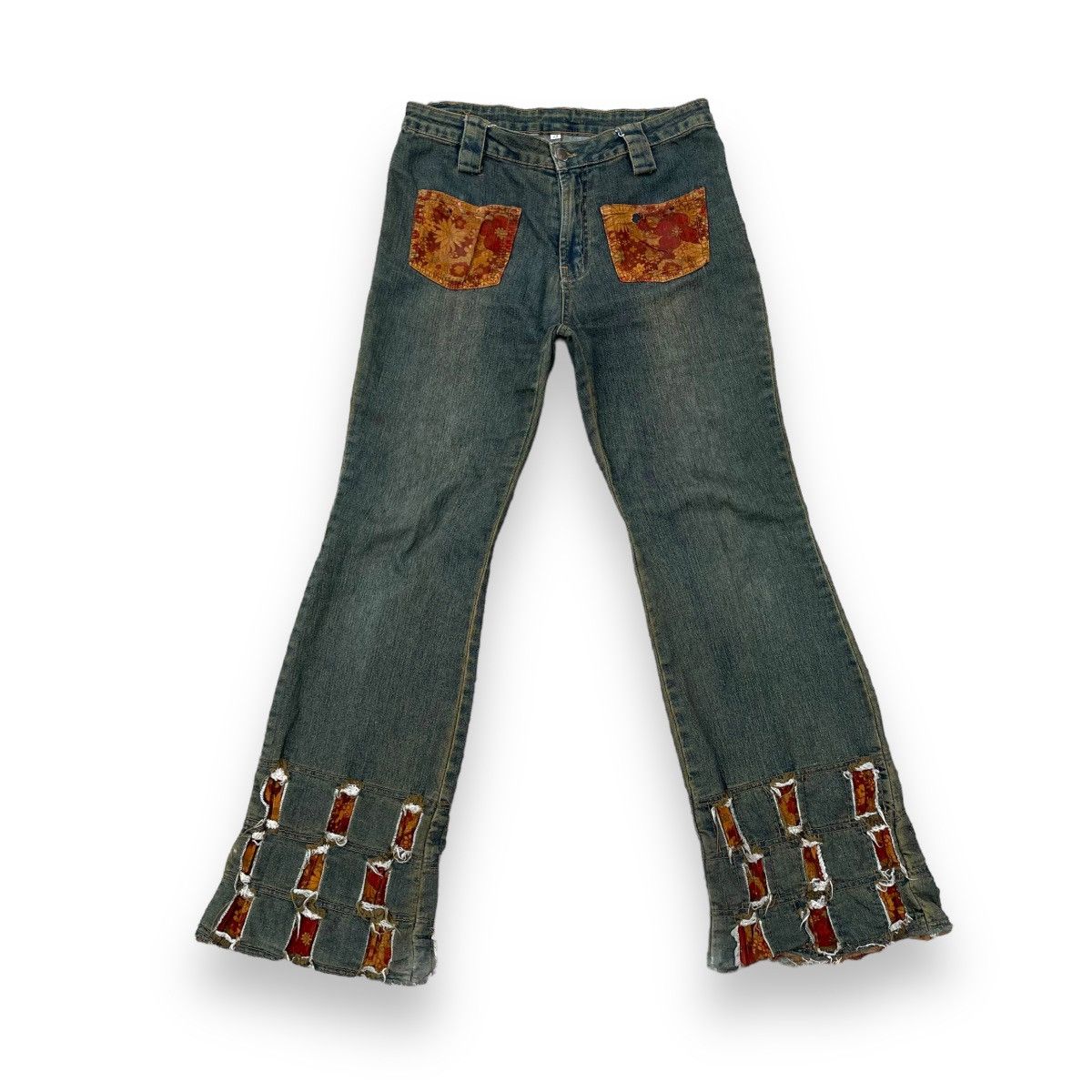 If Six Was Nine × Japanese Brand × Le Grande Bleu (L.G.B.) 🇯🇵 VINTAGE JAPANESE SUPER FLARE REWORKED RUSTY DENIM PANTS Size 30" / US 8 / IT 44 - 1 Thumbnail