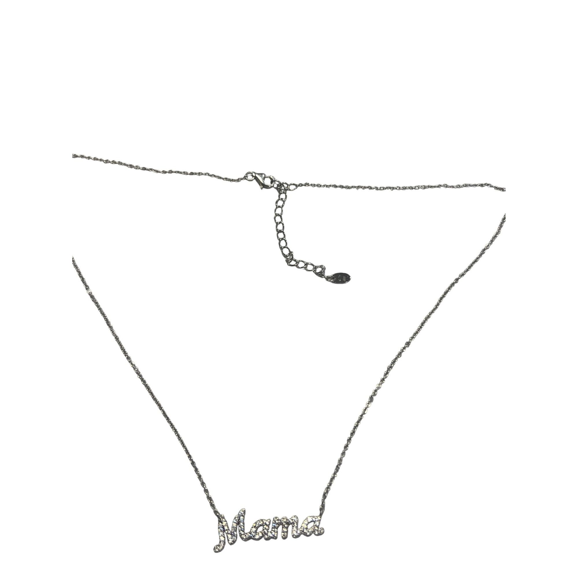 Other Vintage Sterling Silver Mama Script Pendant Necklace CZ Ston Size ONE SIZE - 1 Thumbnail