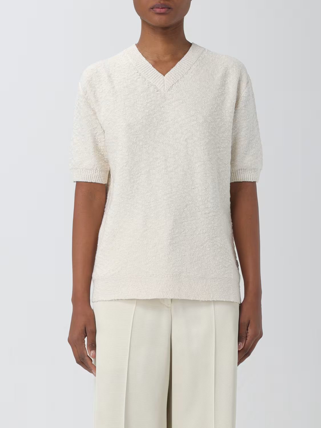 Maison Margiela o1w1db11225 V-neck Sweater in White Size M / US 6-8 / IT 42-44 - 1 Thumbnail