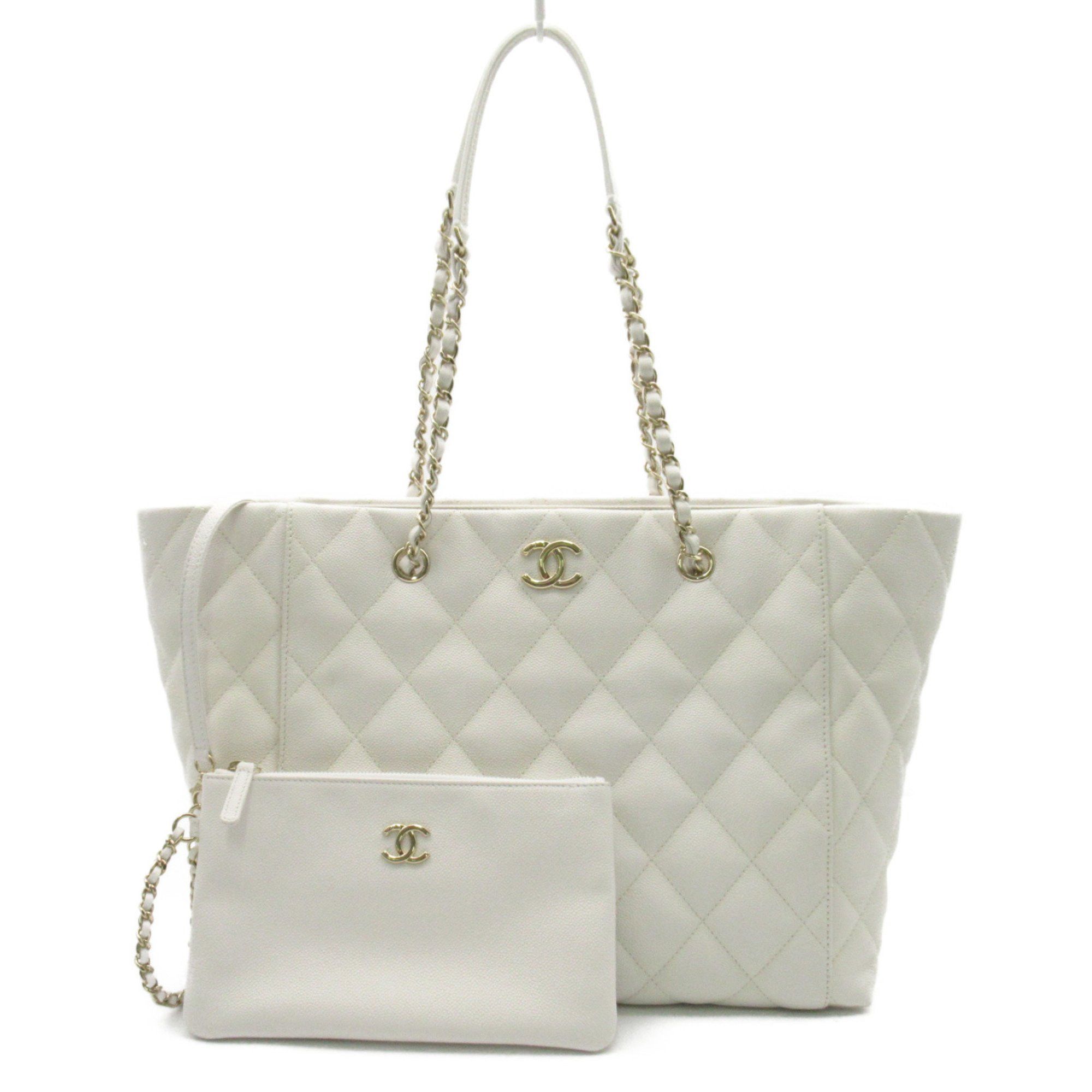 image of Chanel Chaintote Bag White Caviar Skin (Grained Calf), Women's