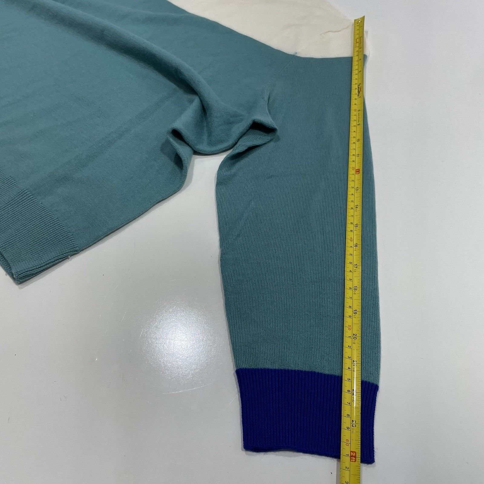 Nordstrom Redvanly Merino Wool Pullover Sweater White Teal Colorblock Size US L / EU 52-54 / 3 - 6 Thumbnail