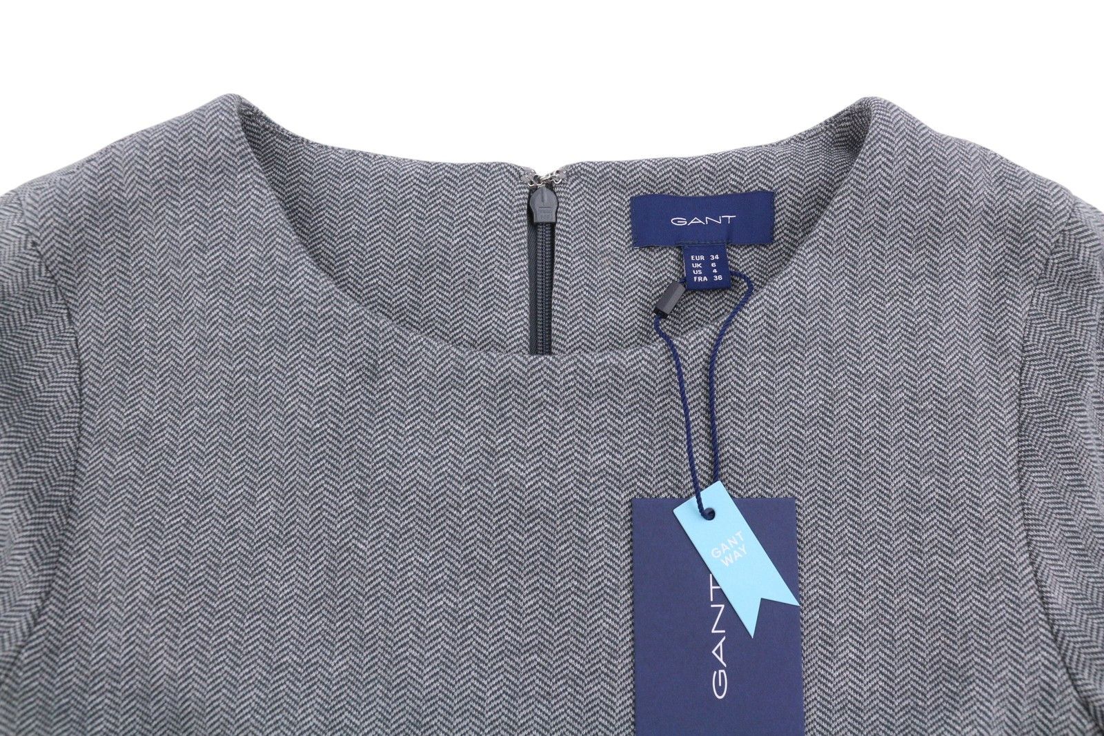 Gant HERRINGBONE SHIFT EU34 Grey Melange Dress 87723 Size XS / US 0-2 / IT 36-38 - 5 Thumbnail