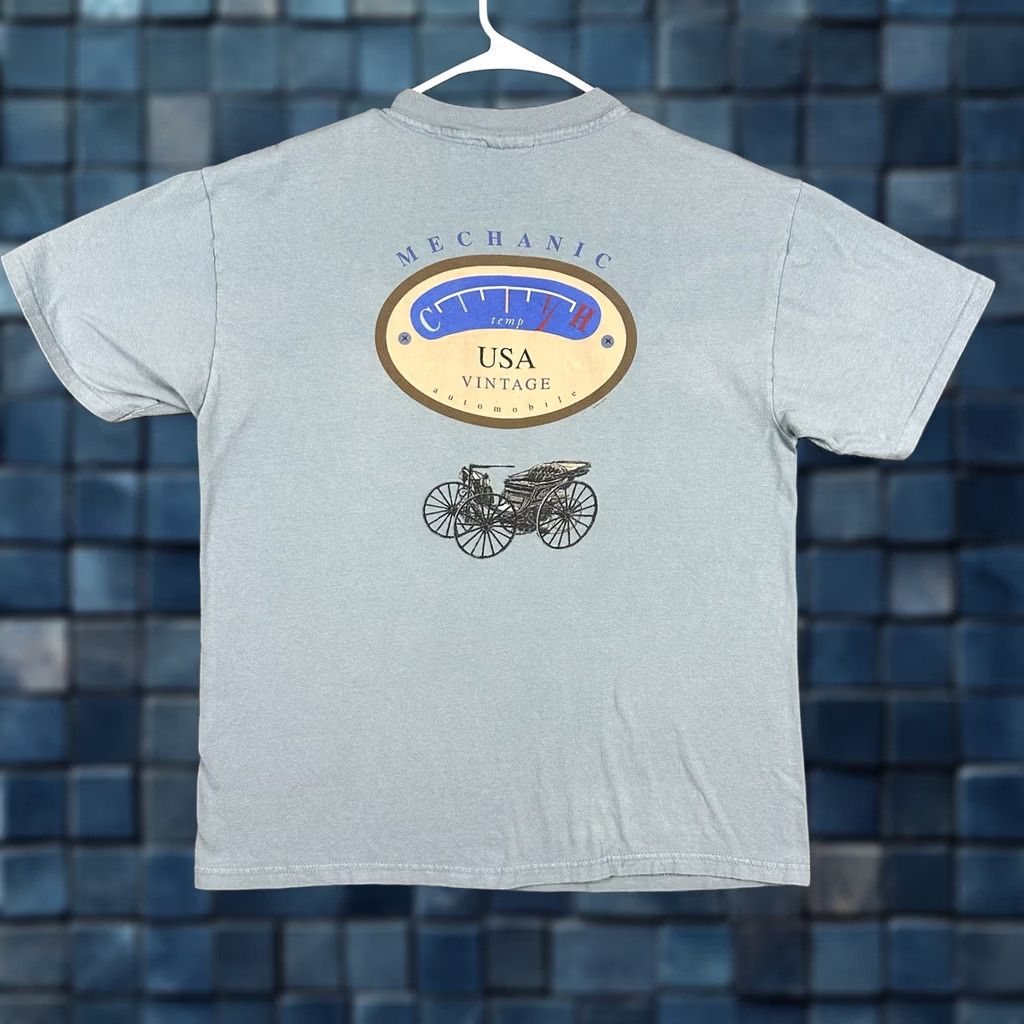 Hanes VINTAGE Hanes Car Shirt Mens Large Blue 1990s Graphic Print All Seasons Double-Sided Crew Neck Short Sleeve T-Shirt 1995 Vintage Goods Size US L / EU 52-54 / 3 - 1 Thumbnail