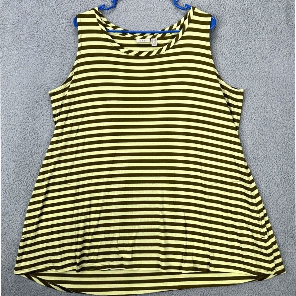 Vintage LOGO Lori Goldstein Shirt Tank Top Womens 1X Plus Yellow Striped Sleeveless Crew Neck NEW Size XL / US 12-14 / IT 48-50 - 2 Thumbnail
