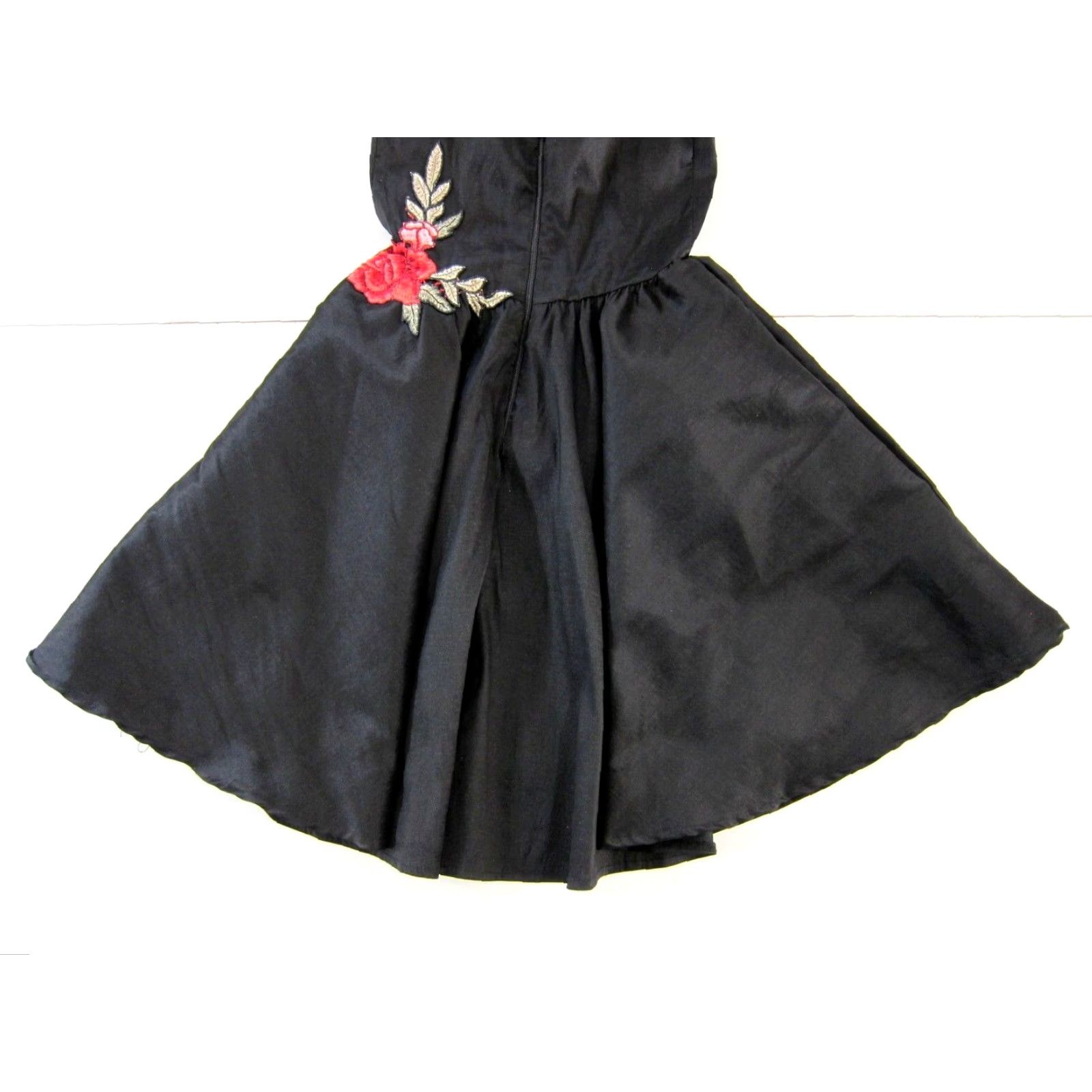 Vintage Windsor Black Pink Embroidered Rose Floral Strapless Sweetheart Prom Dress XS Size XS / US 0-2 / IT 36-38 - 5 Thumbnail