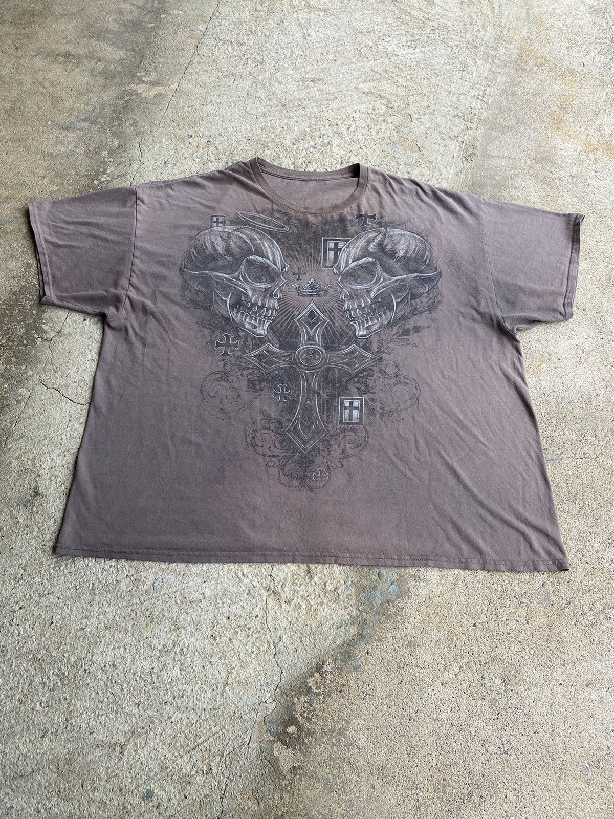 Japanese Brand × Vintage Vintage Y2K Skull Cross Affliction Style Oversized Shirt Size US XXL / EU 58 / 5 - 2 Thumbnail