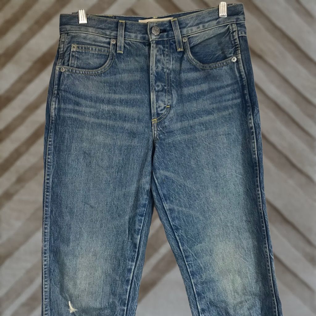 AMO AMO Loverboy Stargaze High Rise Straight Leg Raw Hem Jeans Blue Womens 26 Size 26" / US 2 / IT 38 - 1 Thumbnail