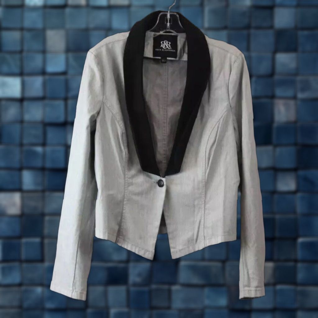 Vintage Rock & Republic Denim Blazer Coat Jacket Gray 16 Women Size 16 NWT Size XXL / US 16-18 / IT 52-54 - 1 Thumbnail