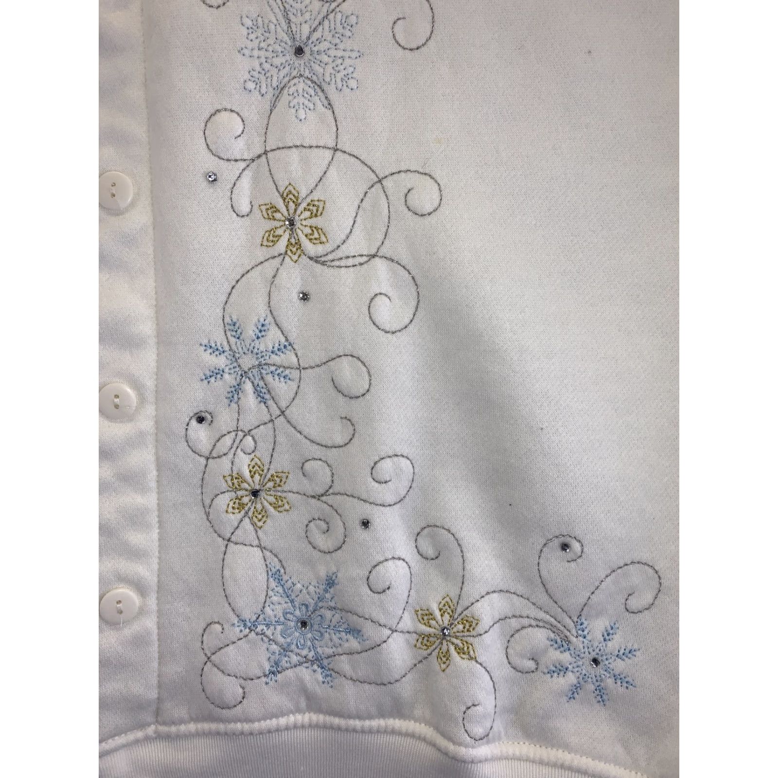 Vintage Extra Shenanigans Womens Plus Size Button Front Sweater Snowflakes 1X Ivory Cardigan Womens Winter 1X Size XL / US 12-14 / IT 48-50 - 6 Thumbnail