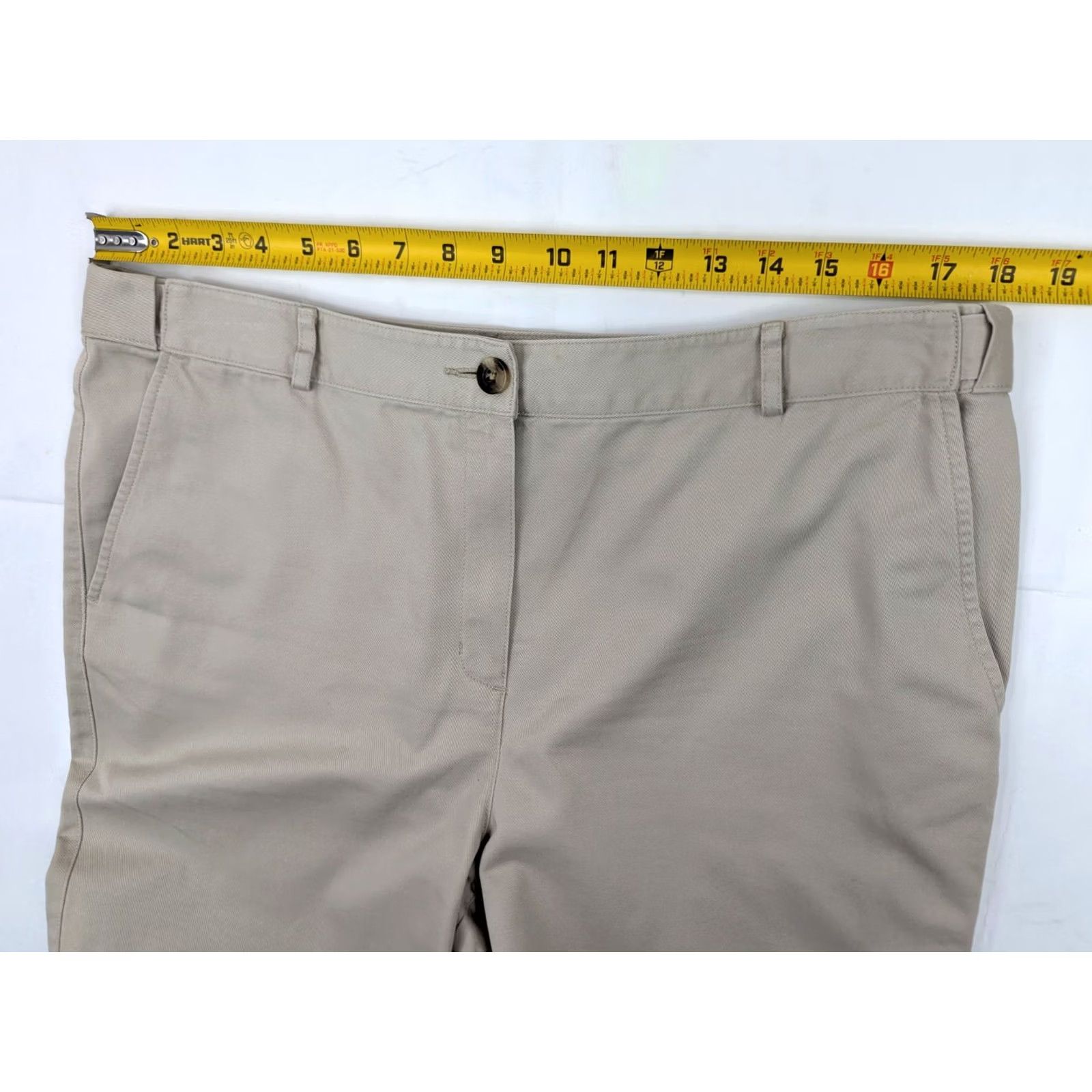 Vintage L.L. Bean Bayside Classic Fit Chino Straight Pants Women 16 Beige Stretch Flat Front SS16 Size 38" / US 16 / IT 52 - 5 Thumbnail