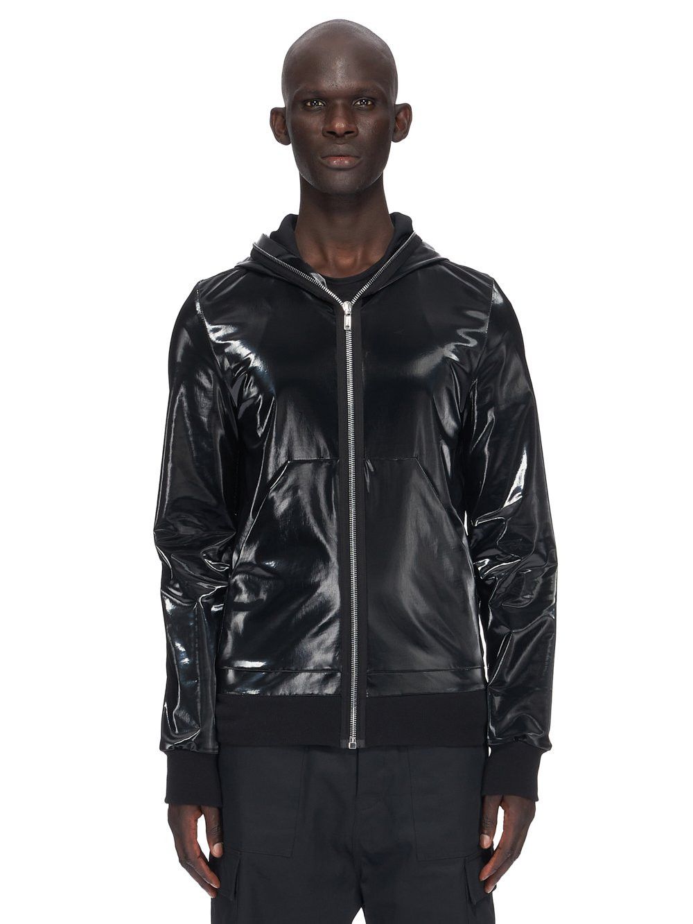 image of Rick Owens Jacket Leather Puffer Gimp Bomber Denim Slave in Black, Men's (Size XL)