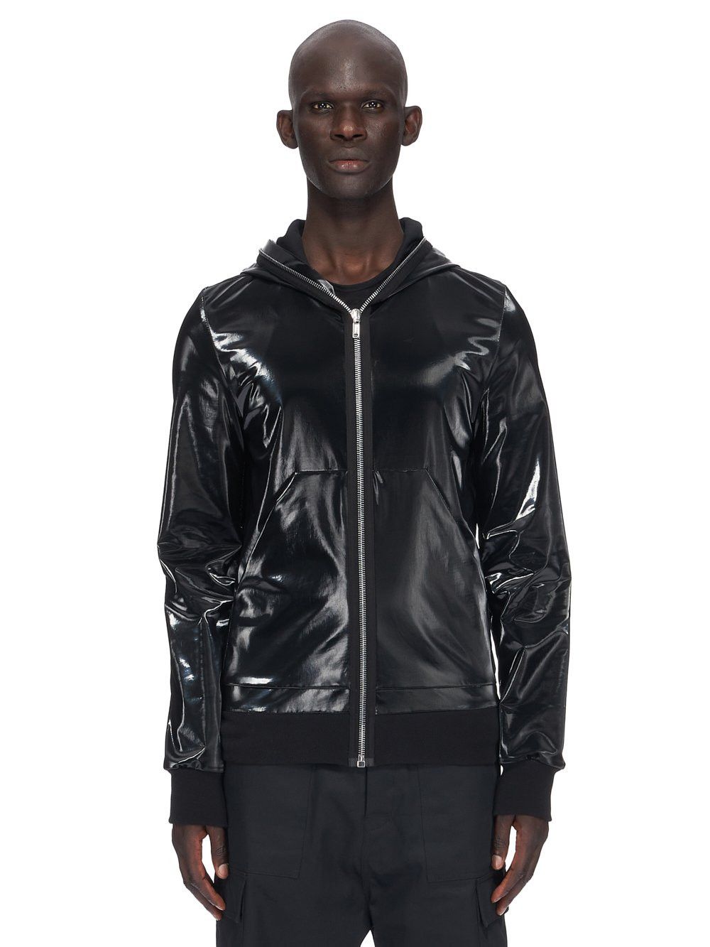 Pre-owned Rick Owens Jacket Leather Puffer Gimp Bomber Denim Slave In Black