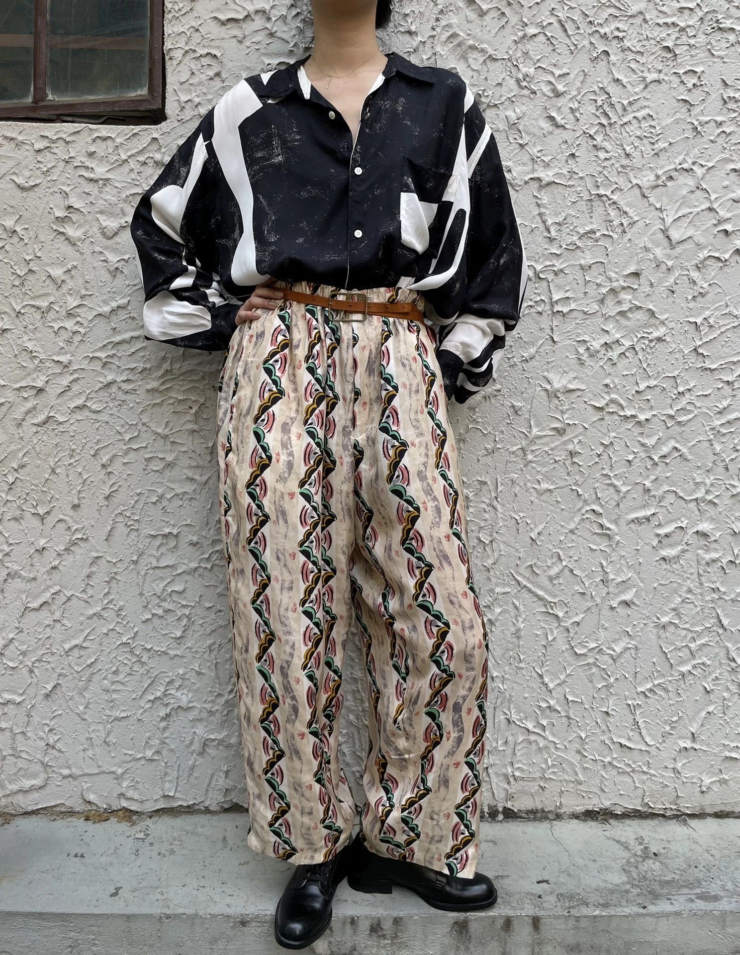 Comme des Garcons CDG HOMME 1985 Geometric B&W Rayon Shirt M-L Size US M / EU 48-50 / 2 - 6 Thumbnail