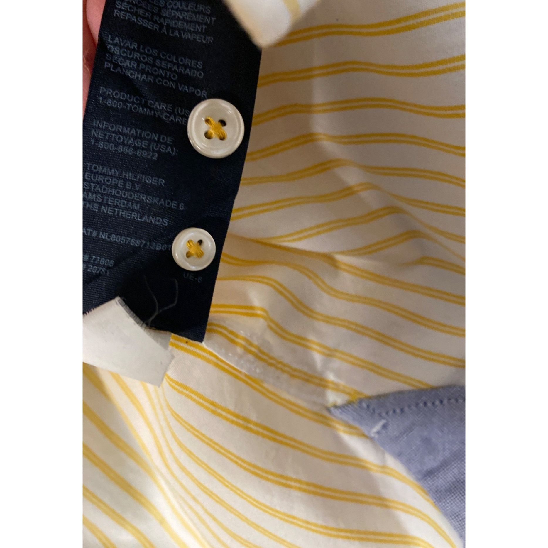 Tommy Hilfiger TOMMY HILFIGER MEN'S YELLOW PINSTRIPE BUTTON DOWN CUSTOM FIT Size US L / EU 52-54 / 3 - 6 Thumbnail