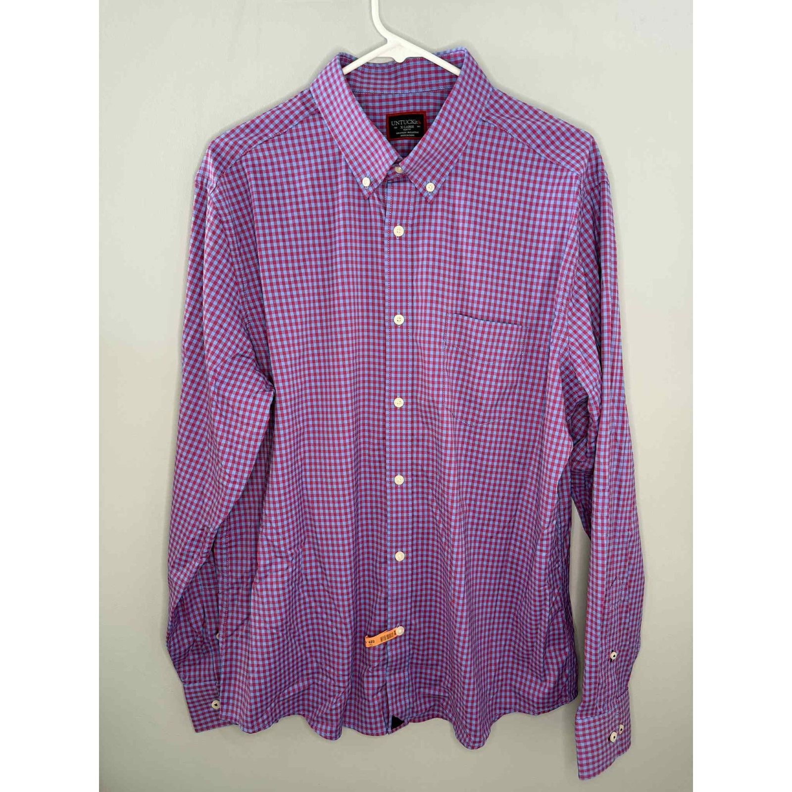 UNTUCKit UNTUCKit Slim Fit Button Down Shirt Red/Blue Check Men's XL Size US XL / EU 56 / 4 - 2 Thumbnail