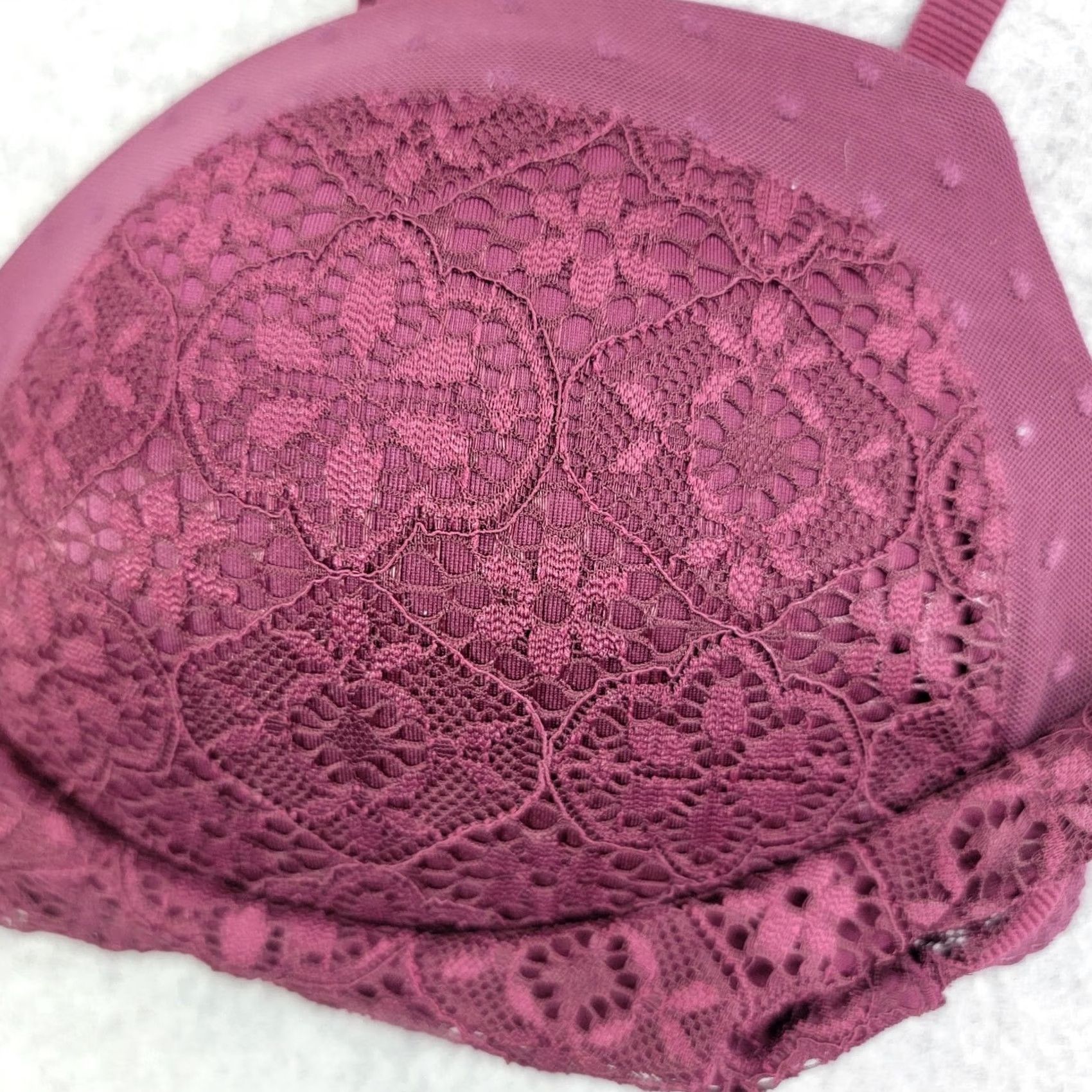 Victoria's Secret Victoria's Secret Bra Womens L Purple Push Up Lace Underwire Padded Floral Size ONE SIZE - 2 Thumbnail