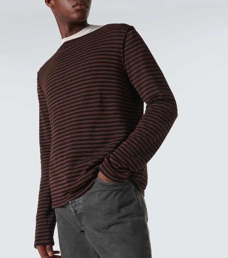 The Row The Row Lillard Striped Brown Black Lightweight Knit XL Size US XL / EU 56 / 4 - 1 Thumbnail