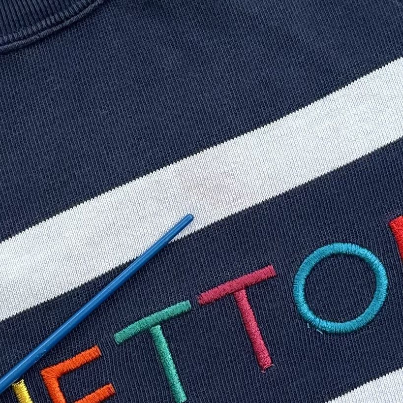 Benetton VINTAGE BENETTON STRIPE EMBROIDERY LOGO SWEATSHIRT Size US M / EU 48-50 / 2 - 4 Thumbnail