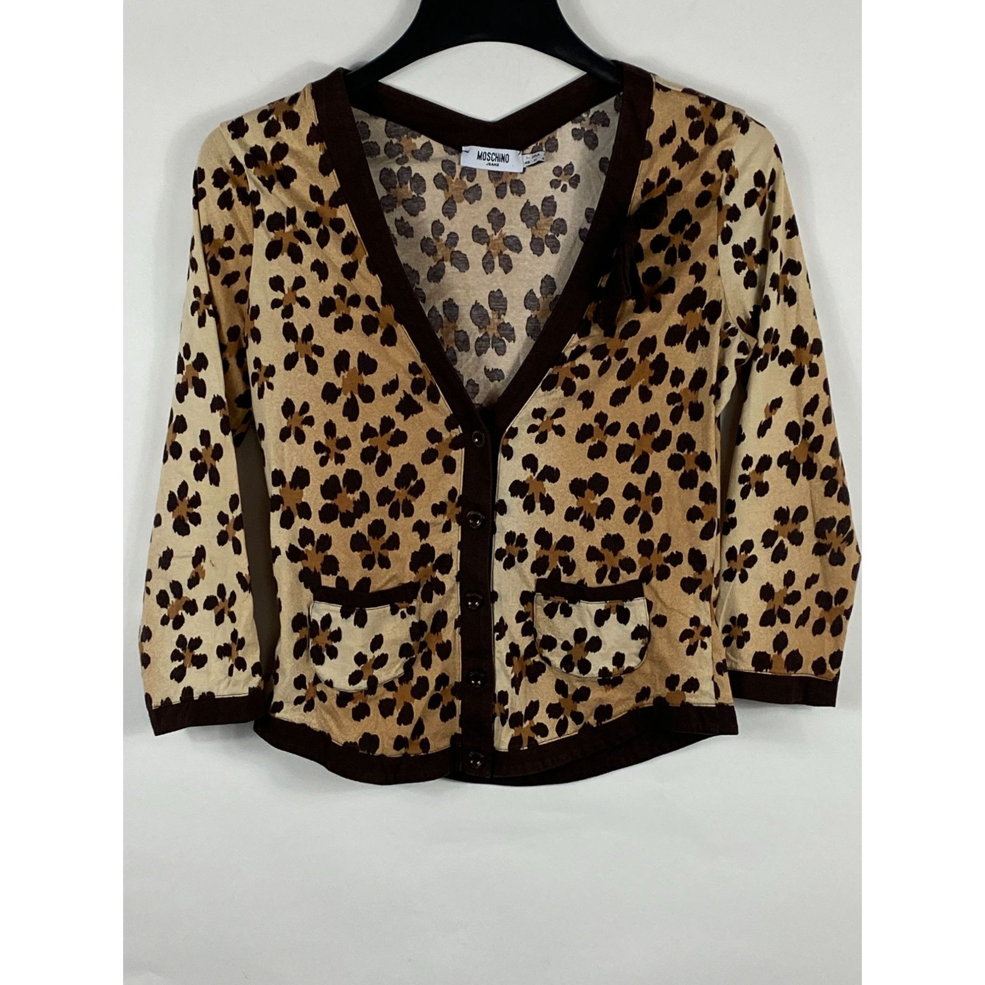 Moschino Vintage Moschino Jeans AOP Cardigan Sweater Brown Size 12 US ...