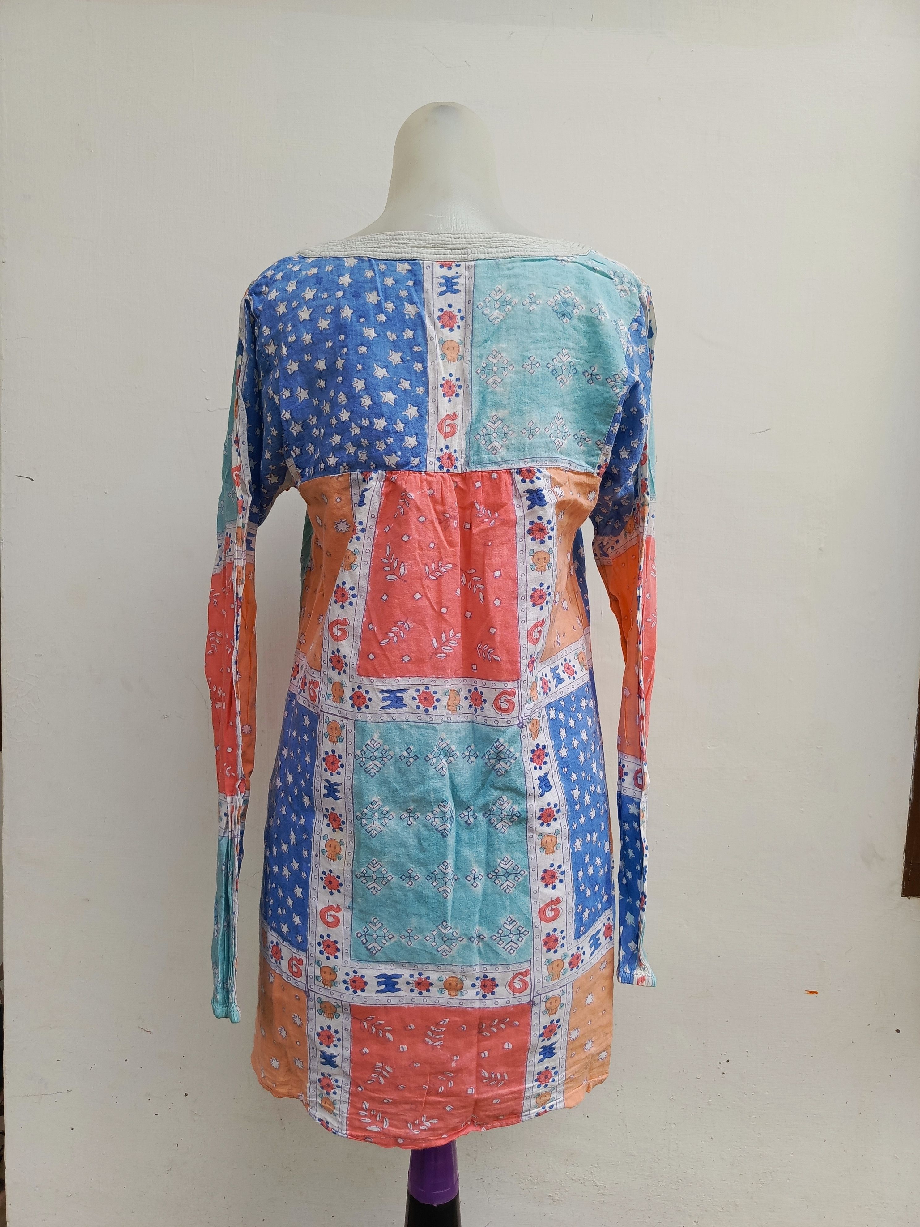 Japanese Brand Rare X-Girl Multicolor Boho Patchwork Dress Size S / US 4 / IT 40 - 4 Thumbnail