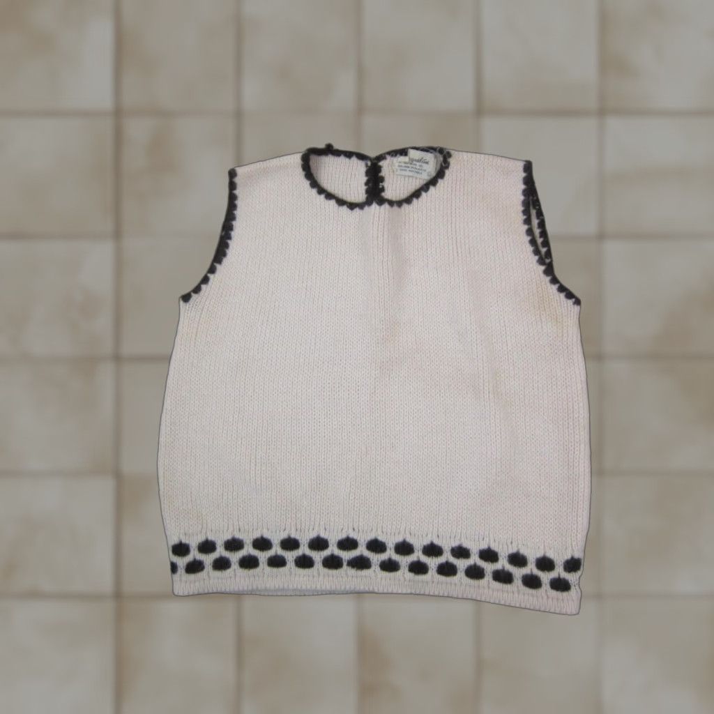 Vintage VINTAGE Jacqueline Vest Womens Large Creme Brown Knit Sweater Orlon Acrylic 90s Size L / US 10 / IT 46 - 1 Thumbnail